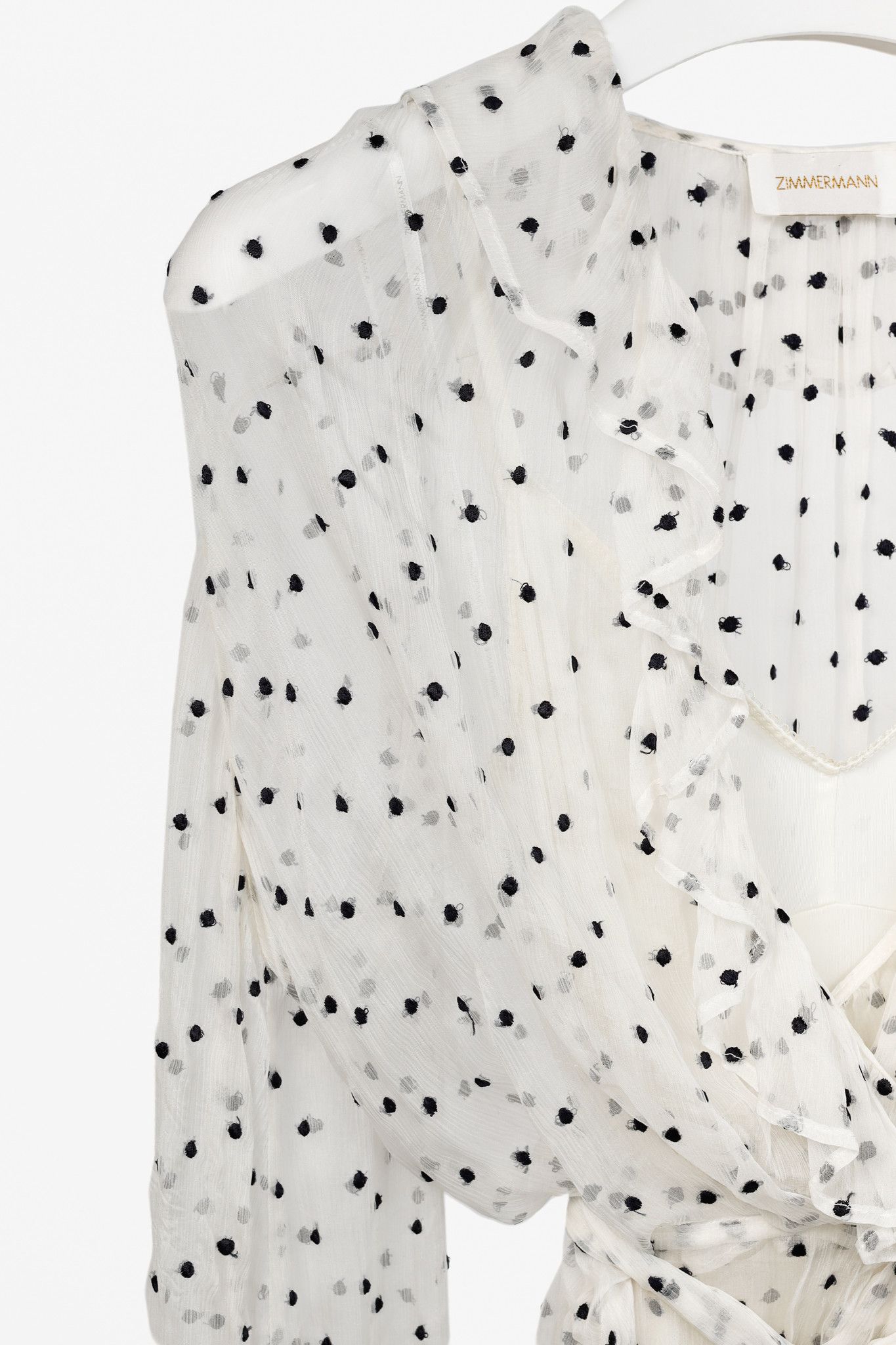 Zimmermann Zimmermann Adorn White Polka-Dot Silk Ruffle Wrap Dress Size S / US 4 / IT 40 - 5 Thumbnail