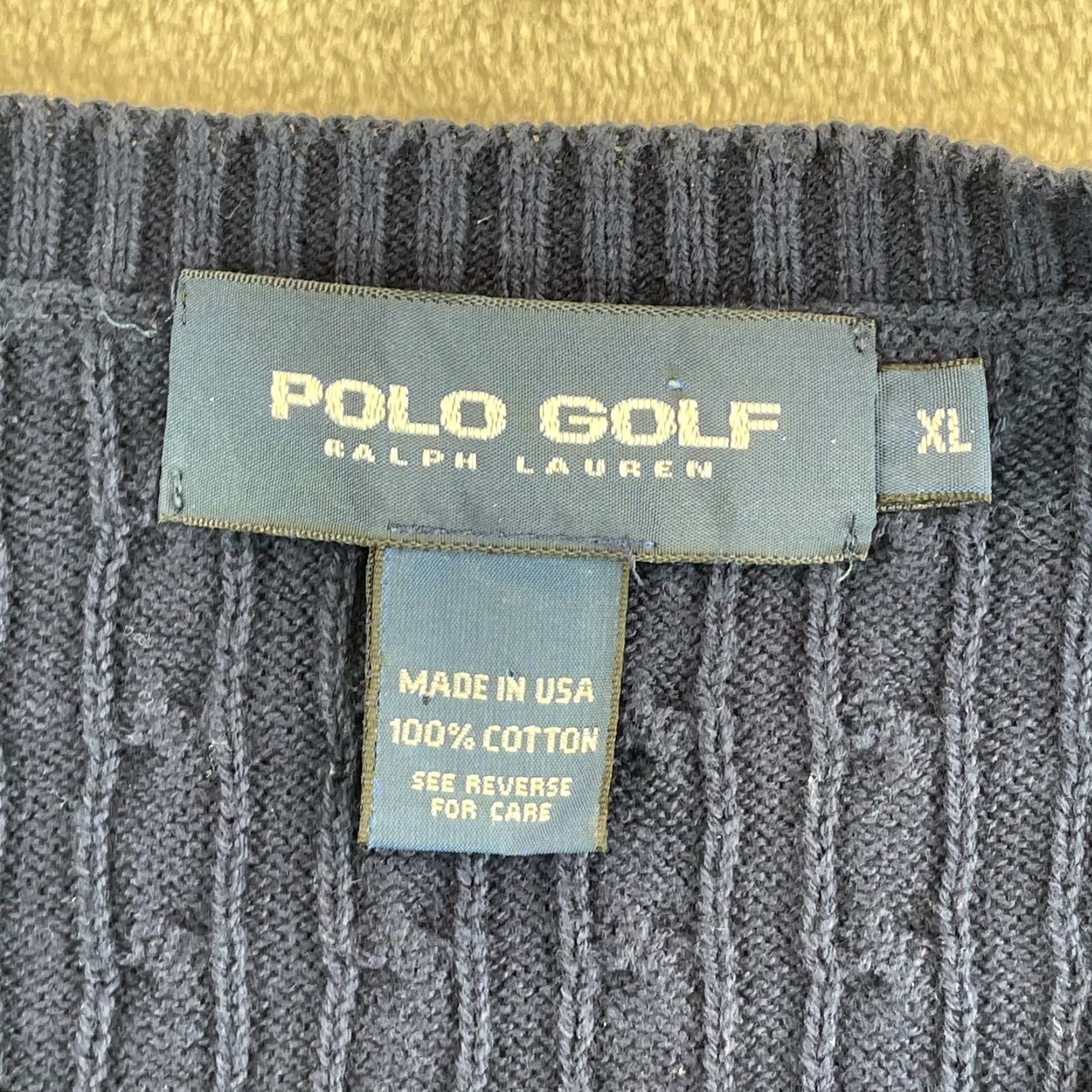 Polo Ralph Lauren Vintage Polo Ralph Lauren Cable Knit Sweater Vest Men XL Navy Blue Logo USA Size US XL / EU 56 / 4 - 2 Thumbnail