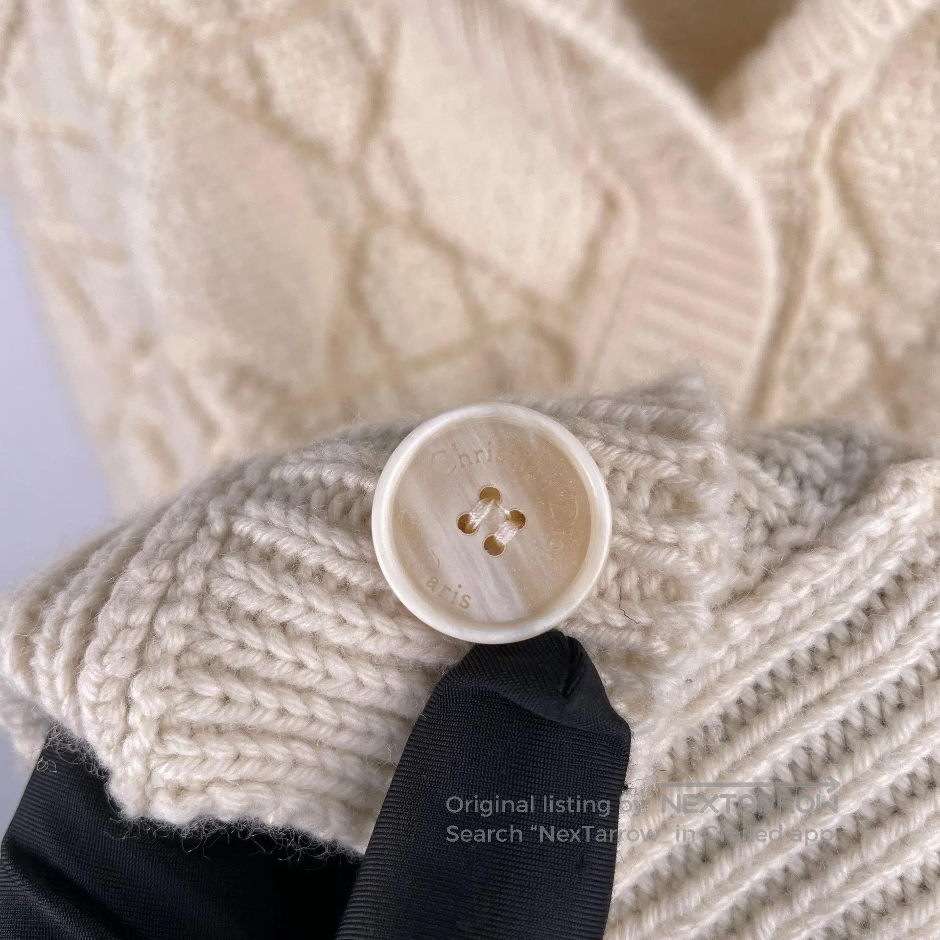 Dior Dior Milk white diamond pattern navy collar knit cardigan Size XS / US 0-2 / IT 36-38 - 8 Thumbnail