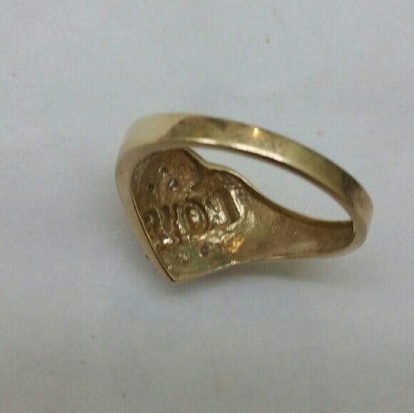 Other Estate Vintage 10K Yellow Gold 5- Diamonds "Love" Ring Size ONE SIZE - 4 Thumbnail