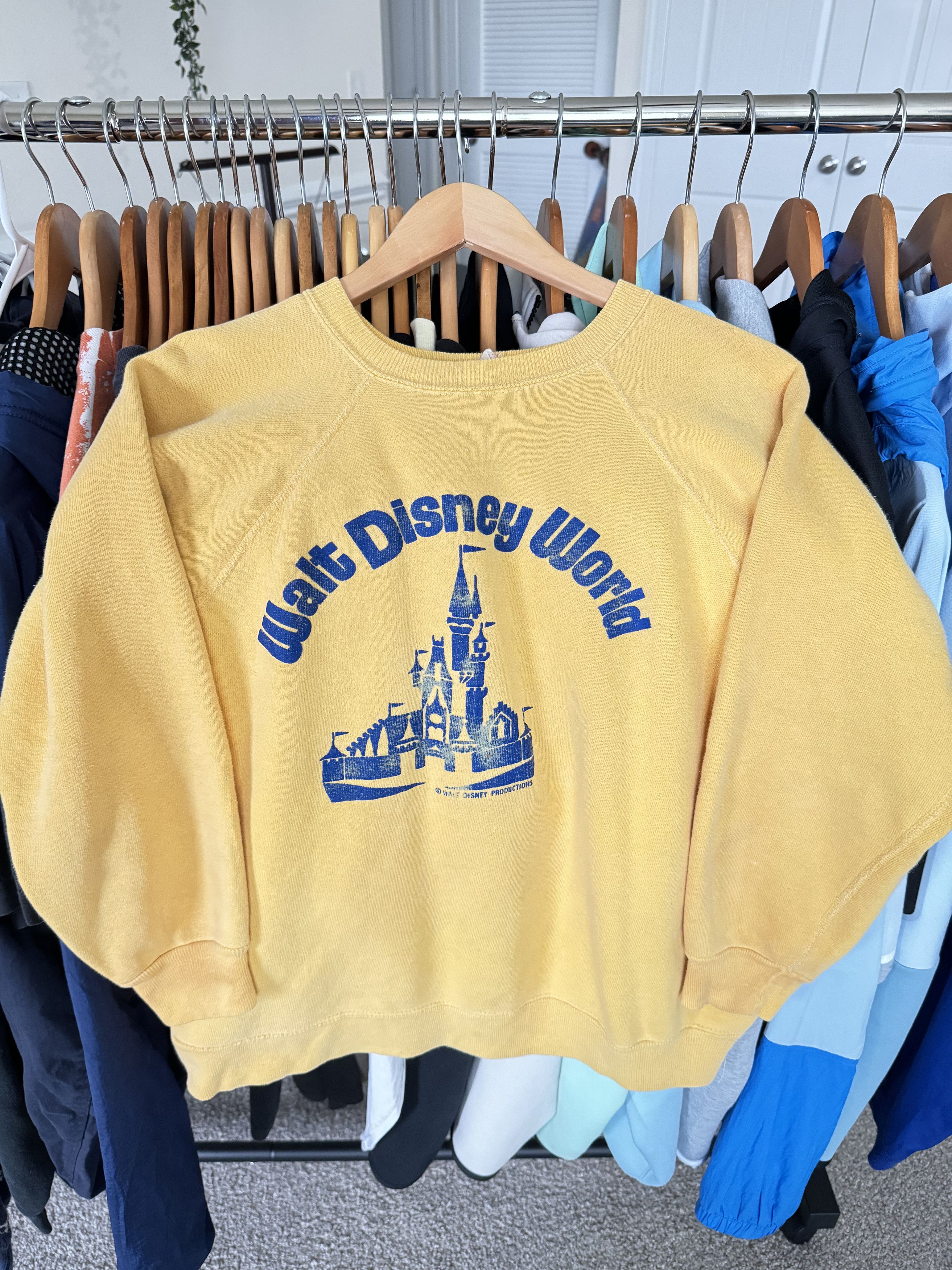 image of 70's Walt Disney World Crewneck Yellow Vtg, Men's (Size XS)