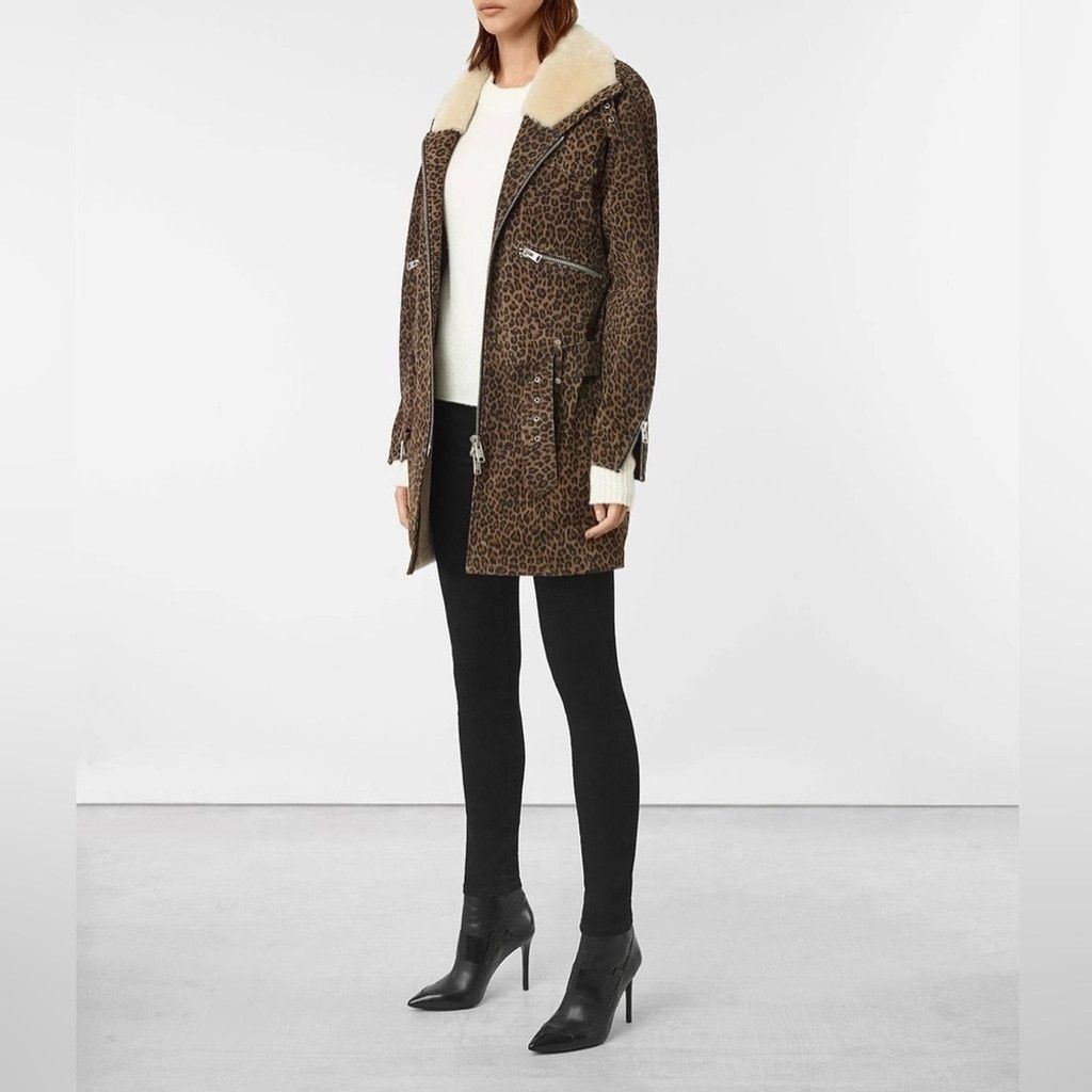 Allsaints AllSaints Collins Leopard Nubuck & Shearling Jacket US XS/2 Size XS / US 0-2 / IT 36-38 - 4 Thumbnail