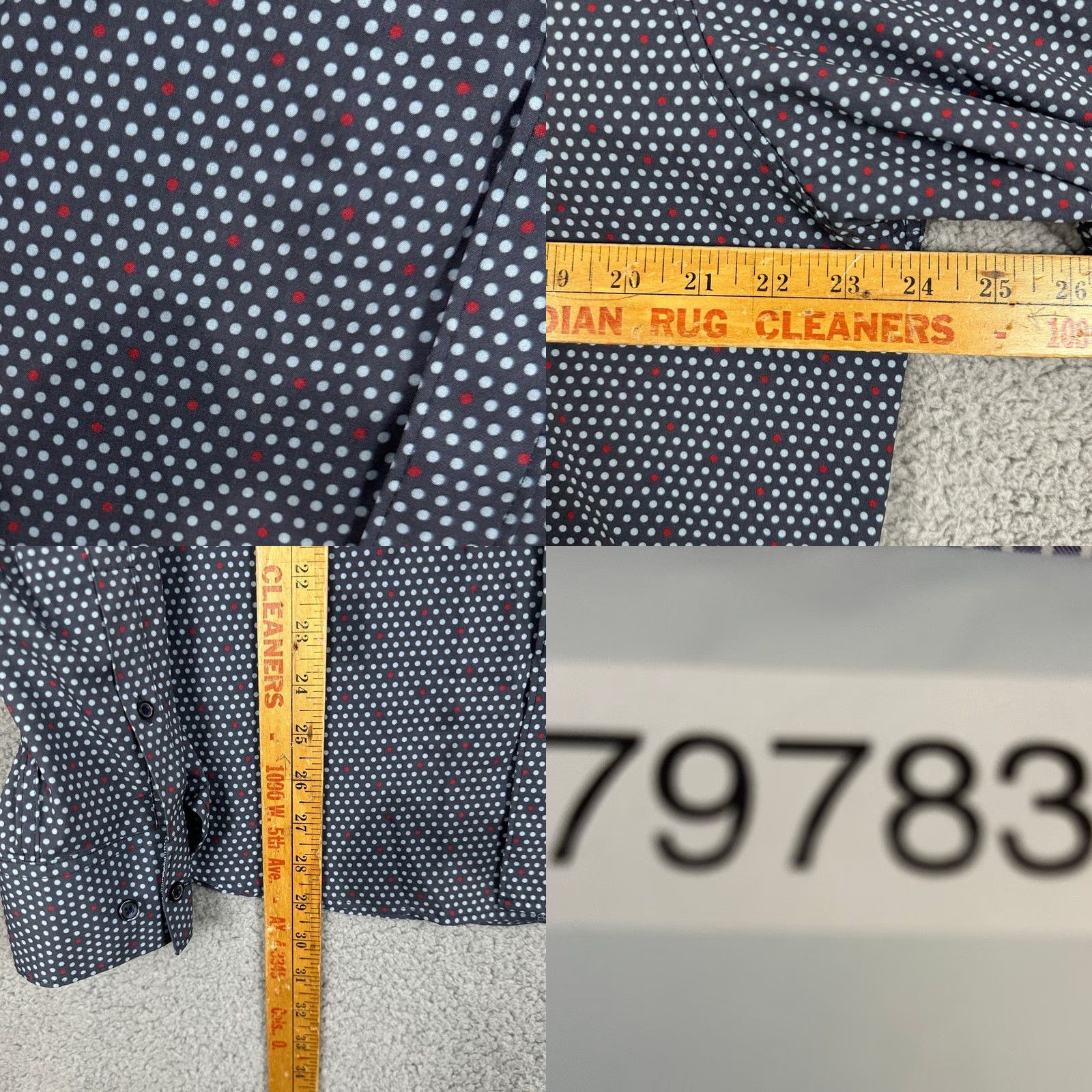 Vintage Con.Struct Shirt Button Up Mens XL Blue Polka Dot Slim Fit 4 Way Stretch Button-Up Long Sleeve Spring Outdoor Fashion Size US XL / EU 56 / 4 - 8 Thumbnail
