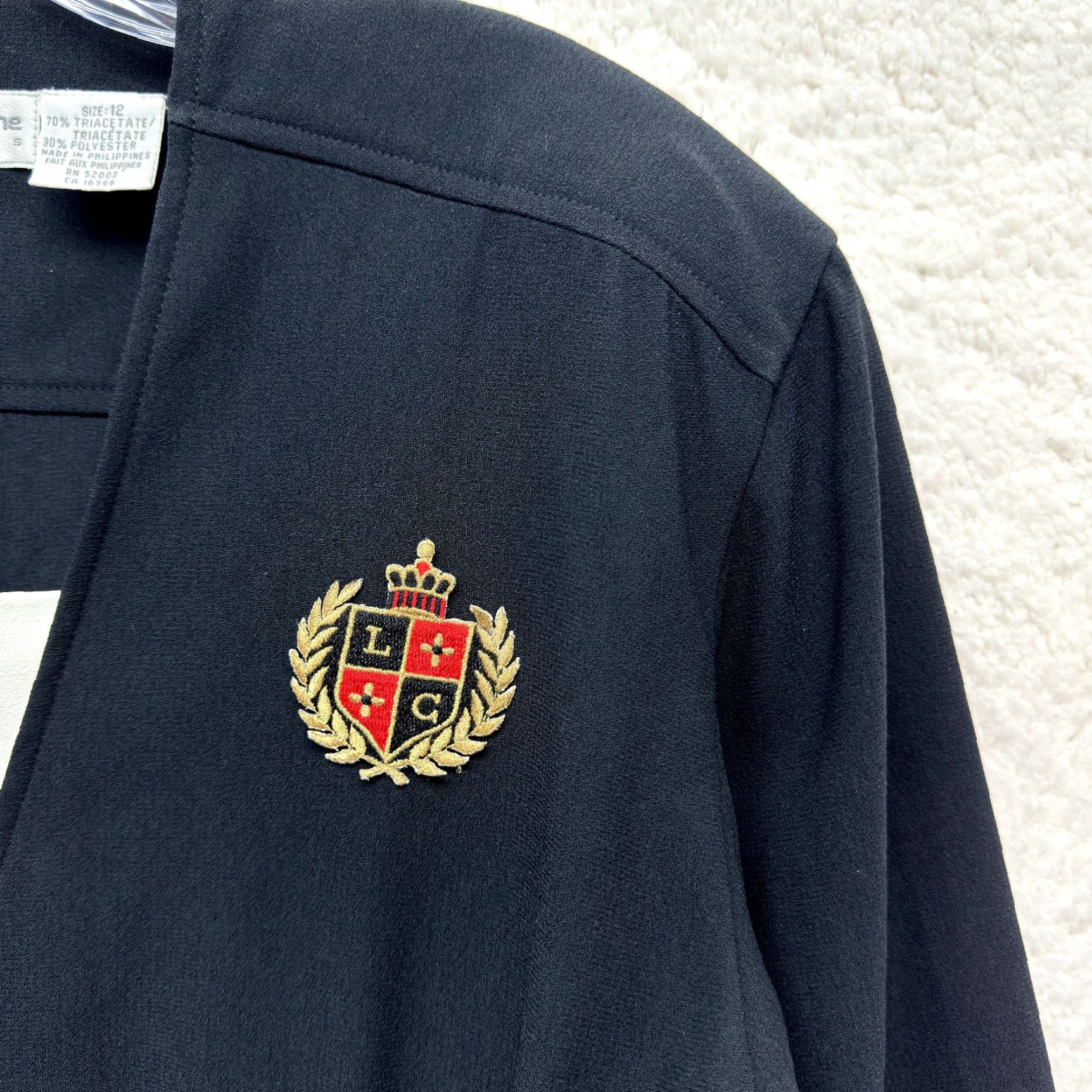 Liz Claiborne VINTAGE Liz Claiborne Sheath Blazer Dress 12 Black Military Crest Gold Buttons Womens Size XL / US 12-14 / IT 48-50 - 4 Thumbnail