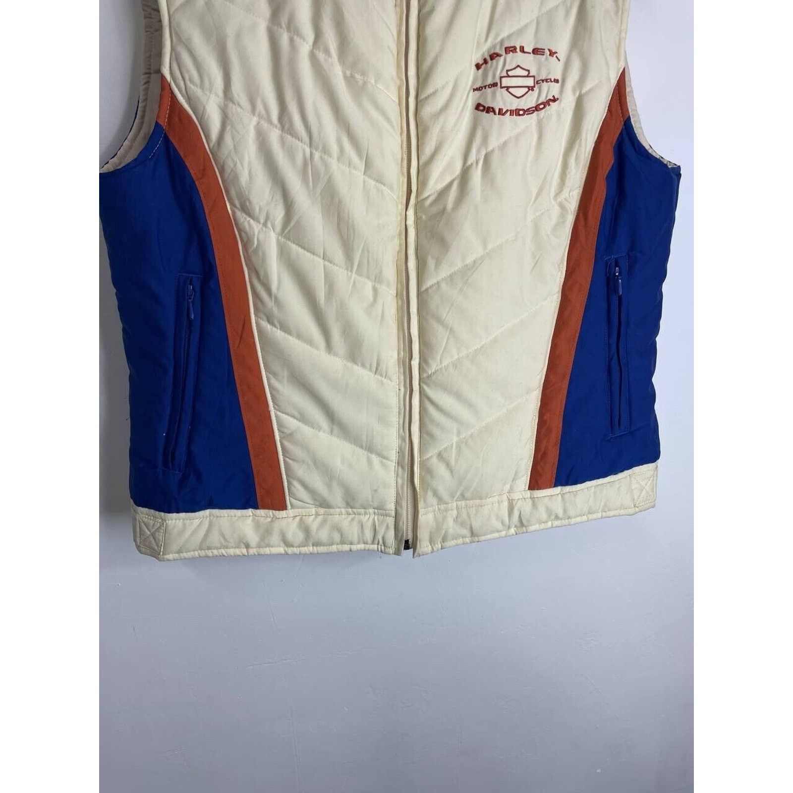 Harley Davidson × Vintage Vintage Harley-Davidson Quilted Puffer Vest Cream Size M Size M / US 6-8 / IT 42-44 - 3 Thumbnail