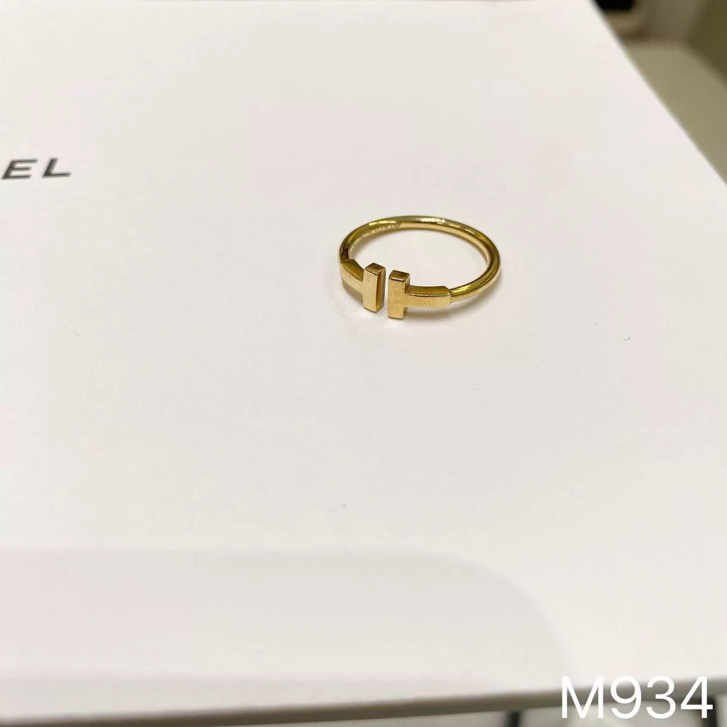 Tiffany & Co. Tiffany Double T 18K Gold Ring Size 55 M934 Size ONE SIZE - 3 Thumbnail