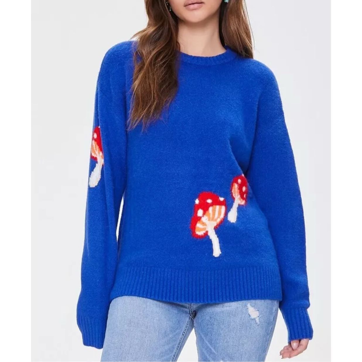 Forever 21 Forever 21 NWT Royal Blue Mashroom Sweater oversized sz S Size S / US 4 / IT 40 - 1 Thumbnail