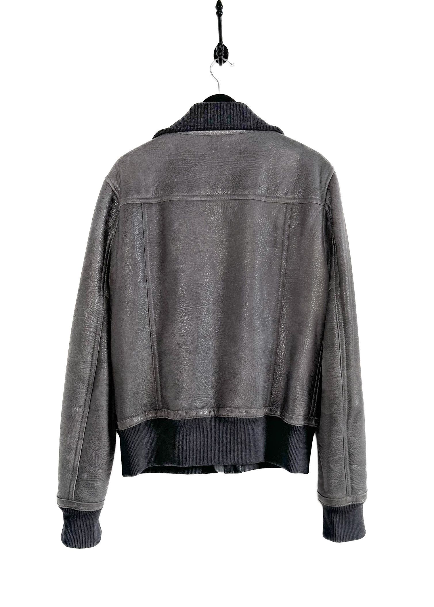 Dolce & Gabbana Dolce & Gabbana Grey Lambskin Leather Shearling Bomber Size US L / EU 52-54 / 3 - 3 Thumbnail