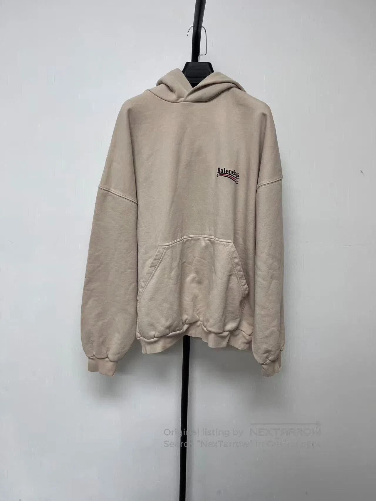 balenciaga logo print hooded sweatshirt men.