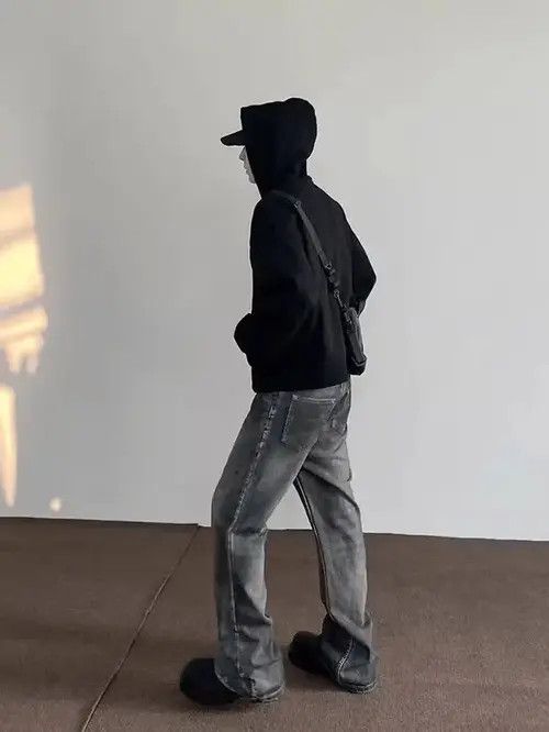Japanese Brand × Jean Street distressed straight-leg micro-flared ink-dotted jeans Size US 32 / EU 48 - 4 Thumbnail