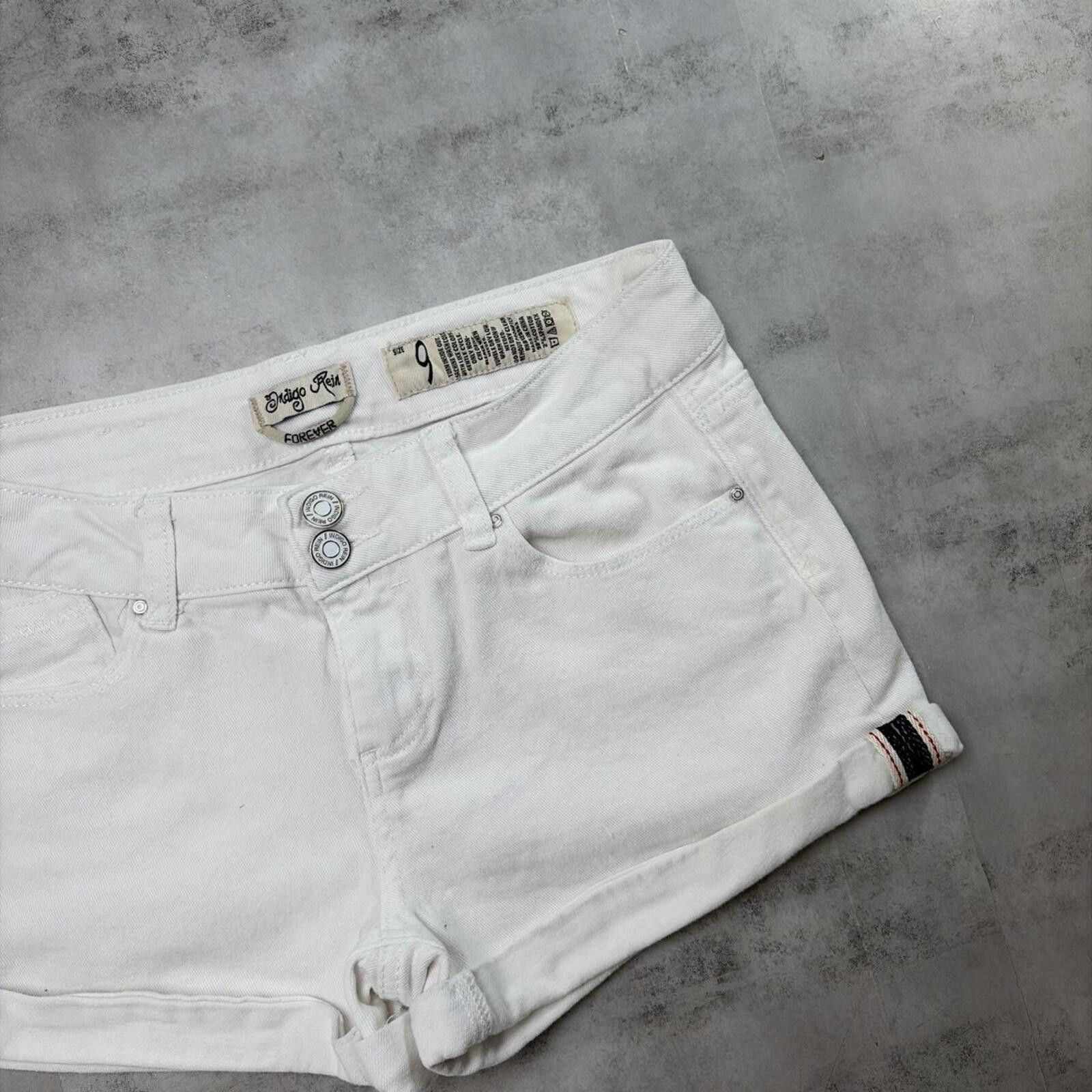 Other Y2K White Indigo Reign Grunge Gothic Mini Denim Shorts Size 32" / US 10 / IT 46 - 3 Thumbnail