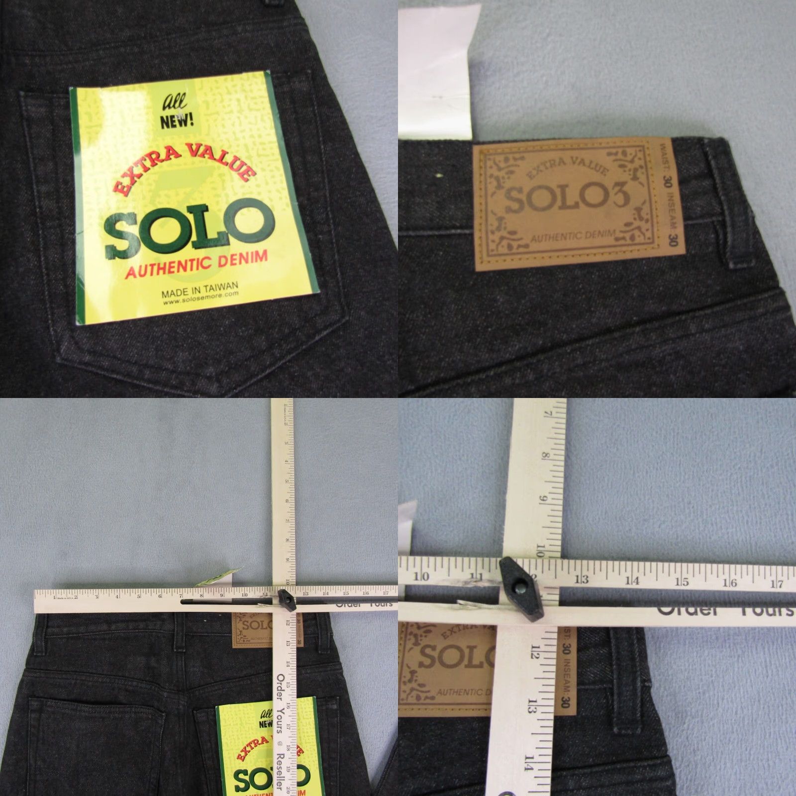 Vintage VINTAGE Solo Semore Jeans Men 30x30 Black Denim Baggy Straight Deadstock Y2K 90s Jeans Mens Regular Black 30 30 Size US 29 - 8 Thumbnail