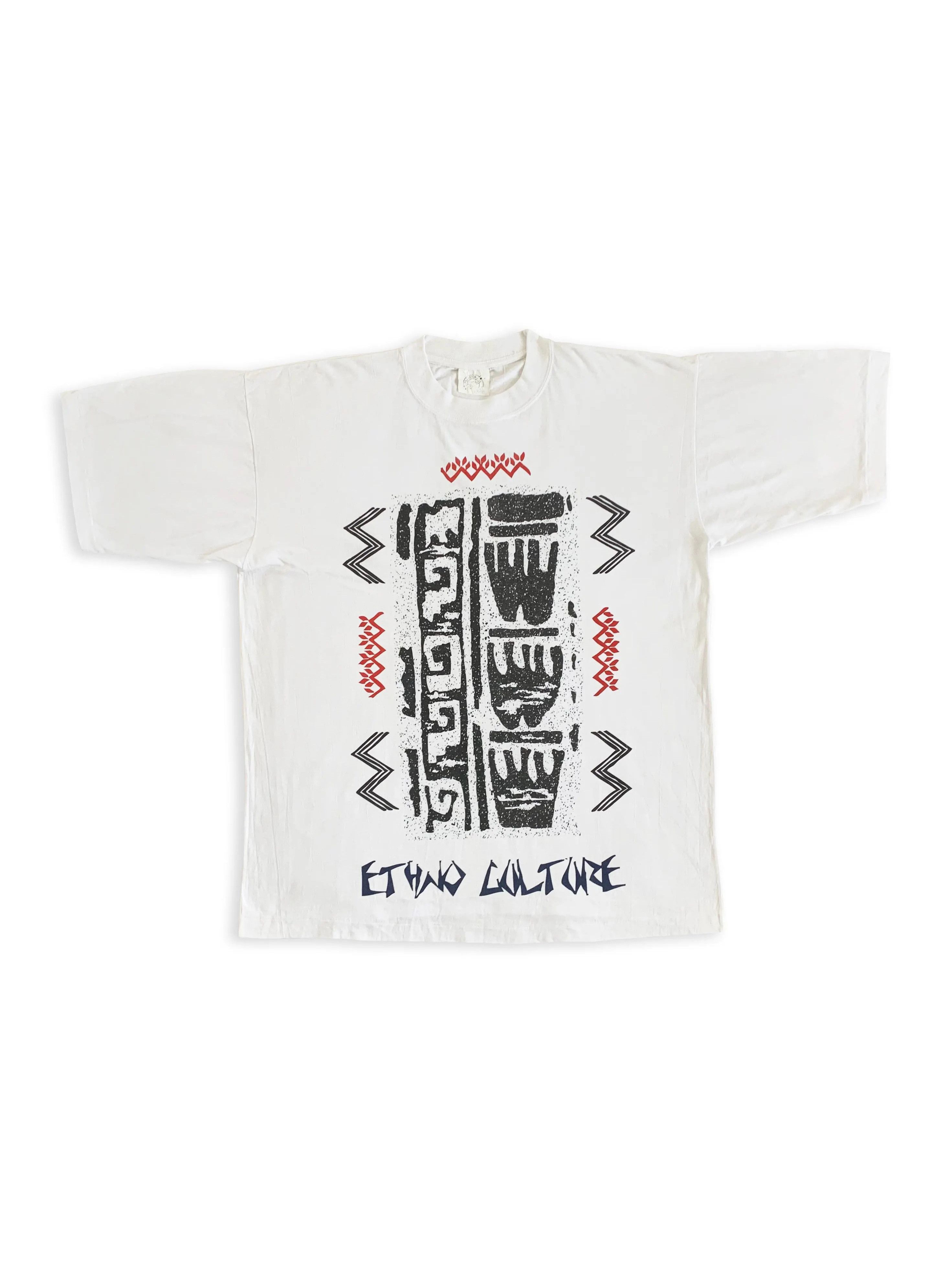 Vintage 80s 90s ETHNO CULTURE T Shirt Single Stitch Tee Boxy Tribal Size US XL / EU 56 / 4 - 1 Thumbnail