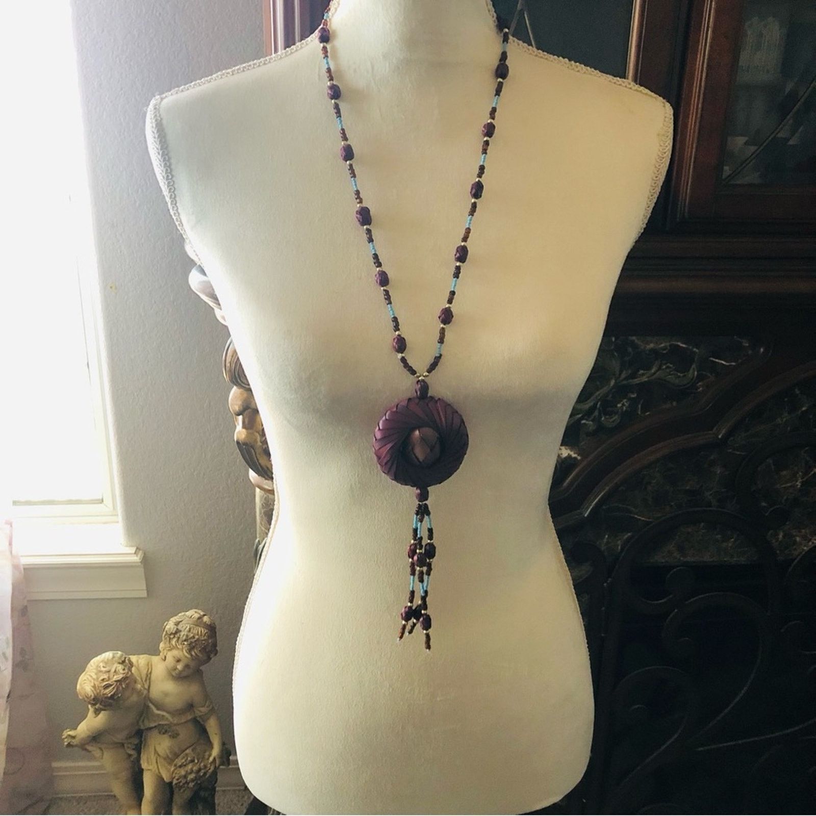 Handmade Hand crafted wicker seed bead necklace Size ONE SIZE - 2 Thumbnail