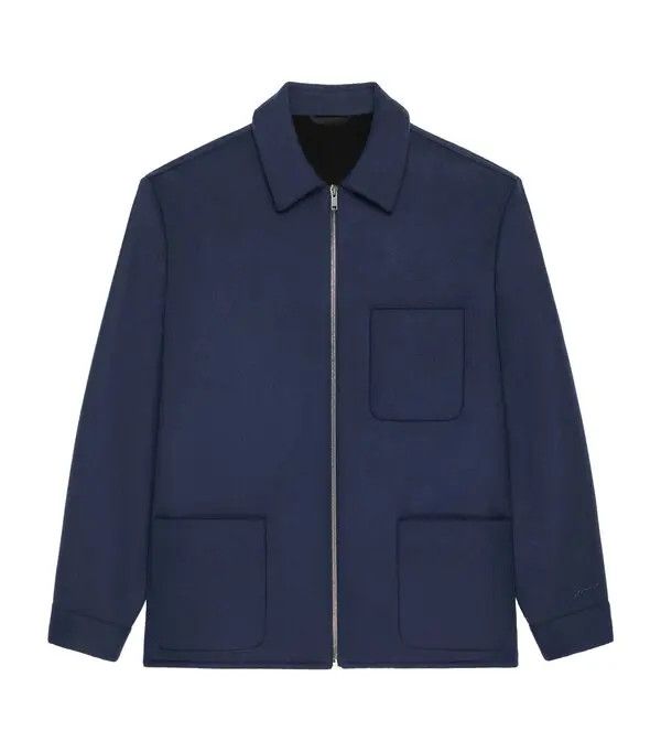Givenchy o1n1vont0326 Wool-Cashmere Zip-Up Overshirt in Blue Size US S / EU 44-46 / 1 - 1 Thumbnail