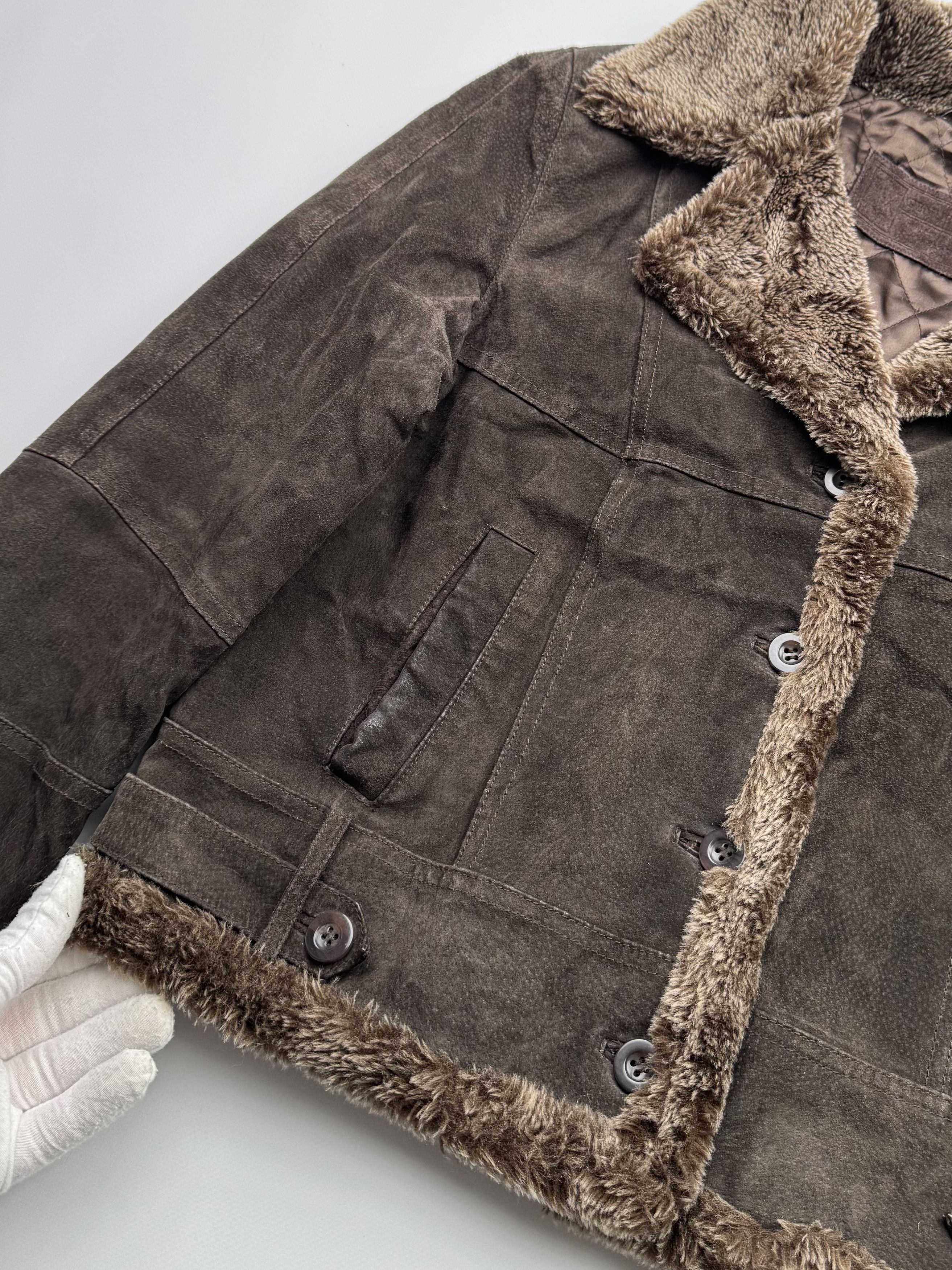 Vintage Vintage Suede Cropped Jacket With Faux SheepskinB310(V320)E2 Size M / US 6-8 / IT 42-44 - 4 Thumbnail