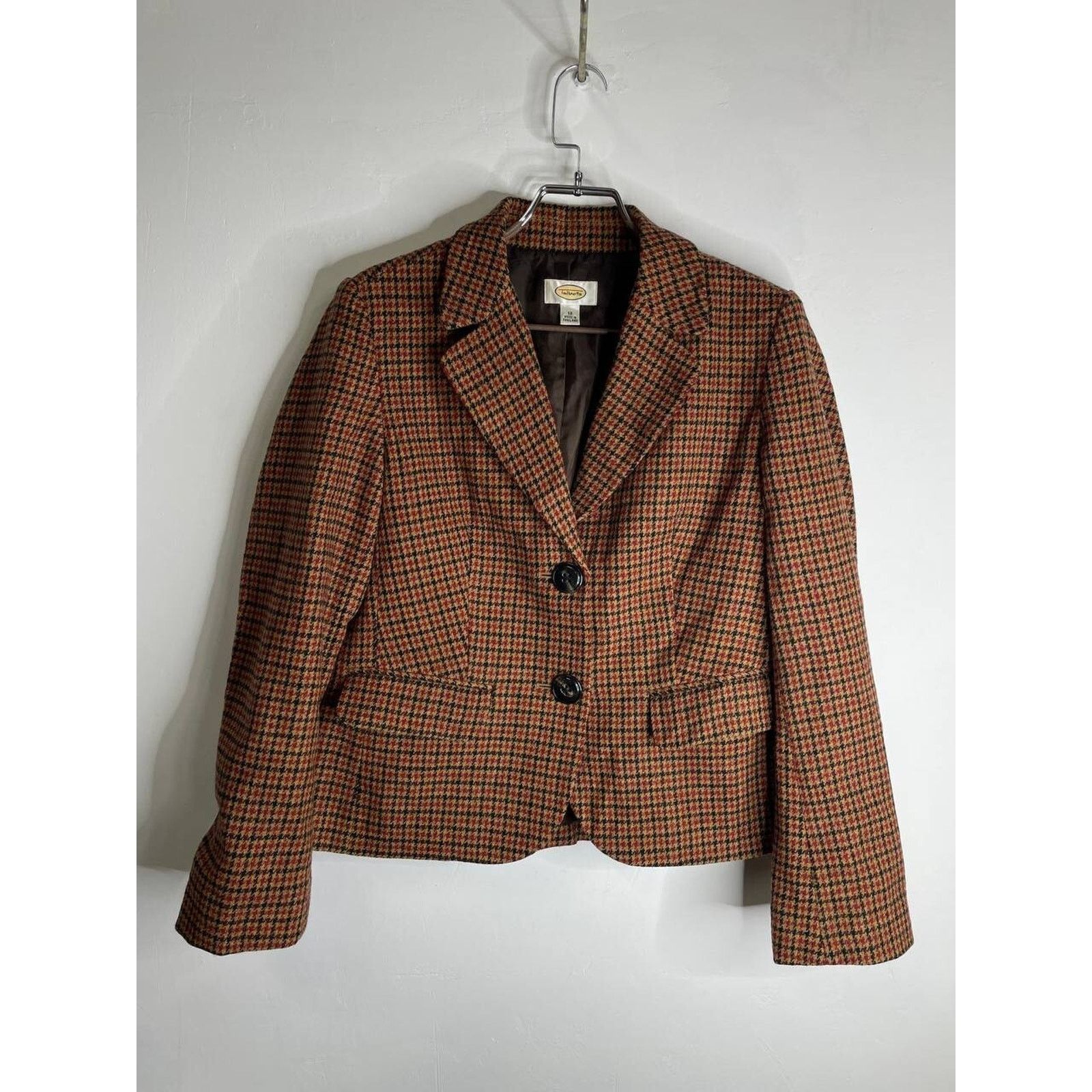 Vintage Vintage Talbots Women’s Blazer Jacket Brown Houndstooth Size M / US 6-8 / IT 42-44 - 1 Thumbnail
