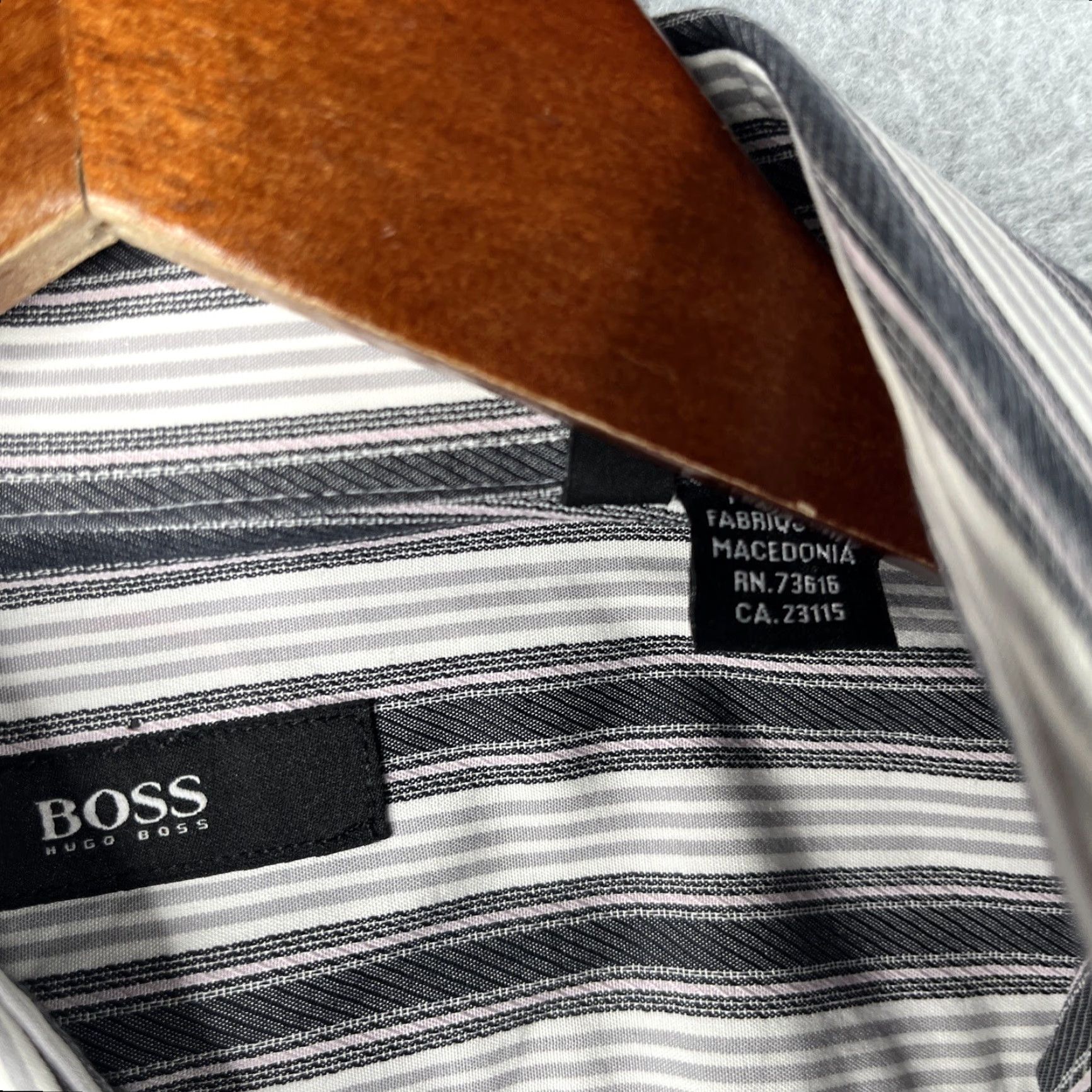 Hugo Boss Hugo Boss Shirt Navy Gray Striped Mens 15.5 32/33 Button Up Long Sleeve Mens Size US L / EU 52-54 / 3 - 6 Thumbnail