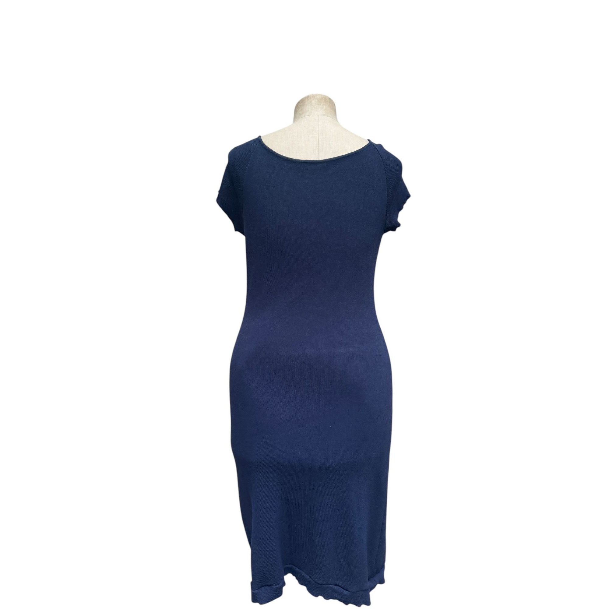Yves Saint Laurent Vintage Navy Knitted Cotton Dress Size S / US 4 / IT 40 - 4 Thumbnail