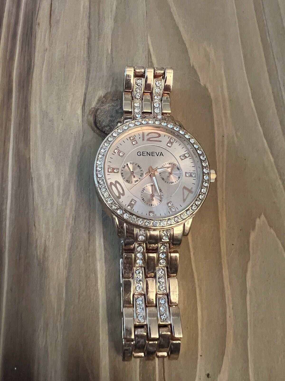 Geneva Geneva Ladies Watch Rose Gold Tone New Battery Size ONE SIZE - 1 Thumbnail
