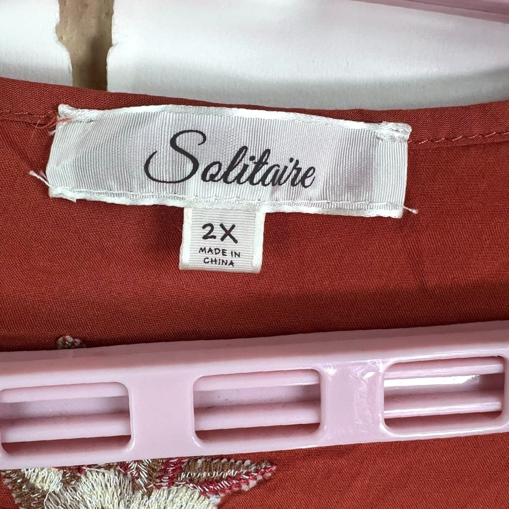 Rusty VINTAGE SOLITAIRE Embroidered V-Neck Tunic Women Size 2X Plus Rust Orange Floral Casual Size XXL / US 16-18 / IT 52-54 - 5 Thumbnail