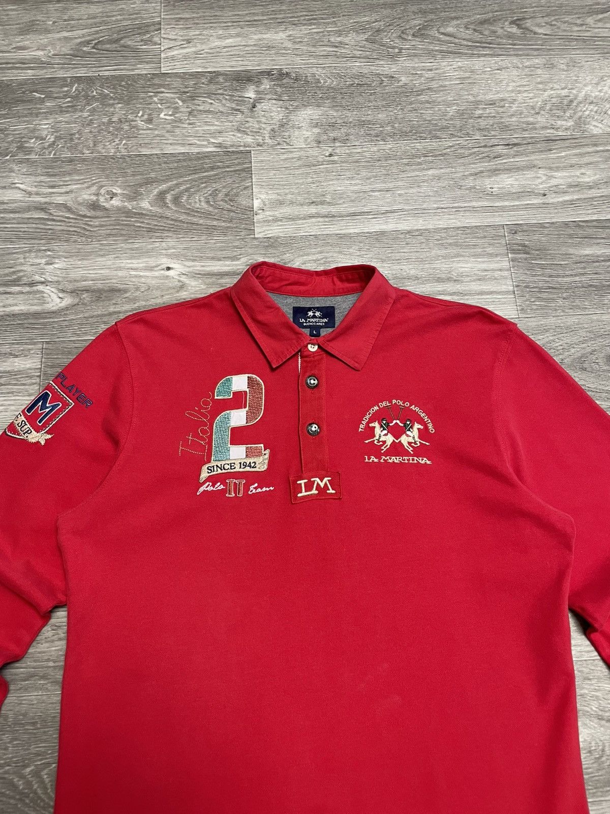 La Martina Vintage La Martina Italia Rugby Long Sleeve Polo Shirt Size US L / EU 52-54 / 3 - 3 Thumbnail