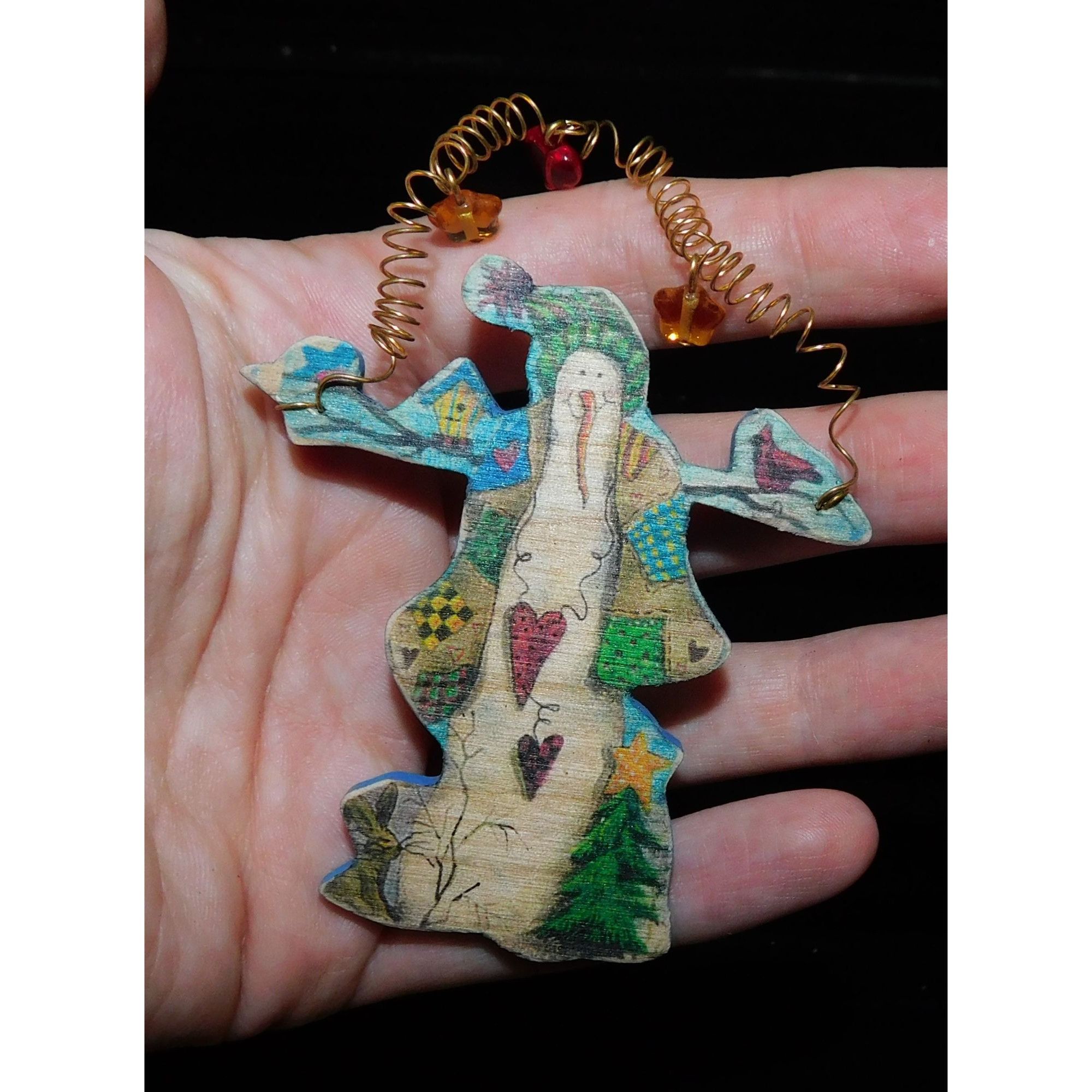 Handmade Handmade Vintage Rustic Wooden Snowman Brooch Size ONE SIZE - 1 Thumbnail