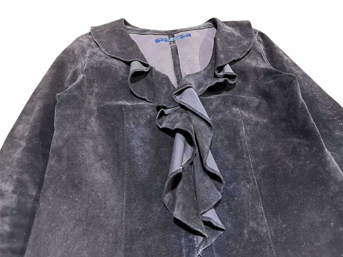 Japanese Brand 🔥1999-2000 Vintage Japanese Ruffled Suede Cardigan Size S / US 4 / IT 40 - 2 Thumbnail