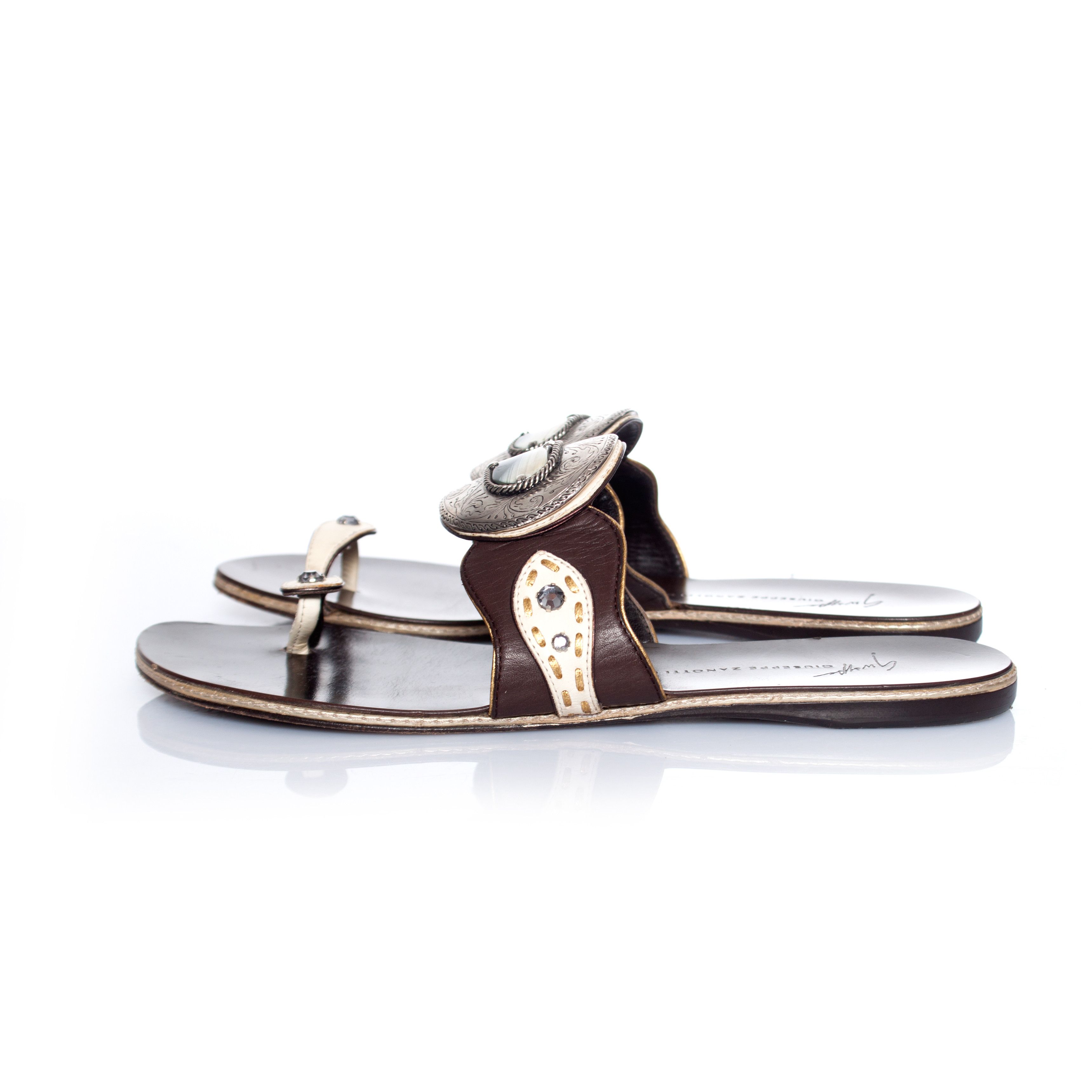Giuseppe Zanotti Giuseppe Zanotti, Brown leather sandals. Size US 7.5 / IT 37.5 - 5 Thumbnail
