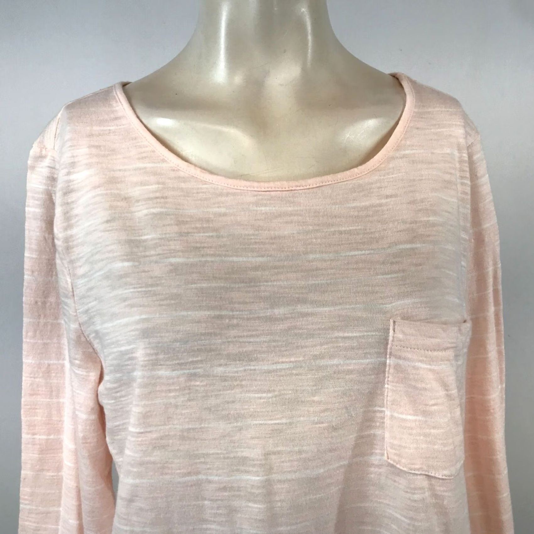 Vintage Chico'S - Womens 2 -Pink Crew Neck Long Sleeve Cotton Blend Top - Pre-Owned Good Size XS / US 0-2 / IT 36-38 - 2 Thumbnail