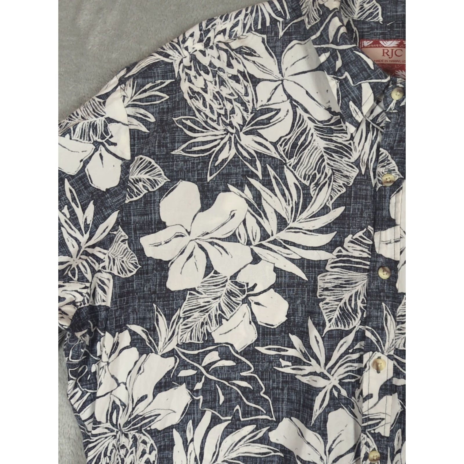 ALOHAS VINTAGE RJC Hawaiian Shirt Button-Up 2XL Mens Gray Floral Island Beach Travel Summer Spring Pocket Short Sleeve Made in USA Size US XXL / EU 58 / 5 - 2 Thumbnail