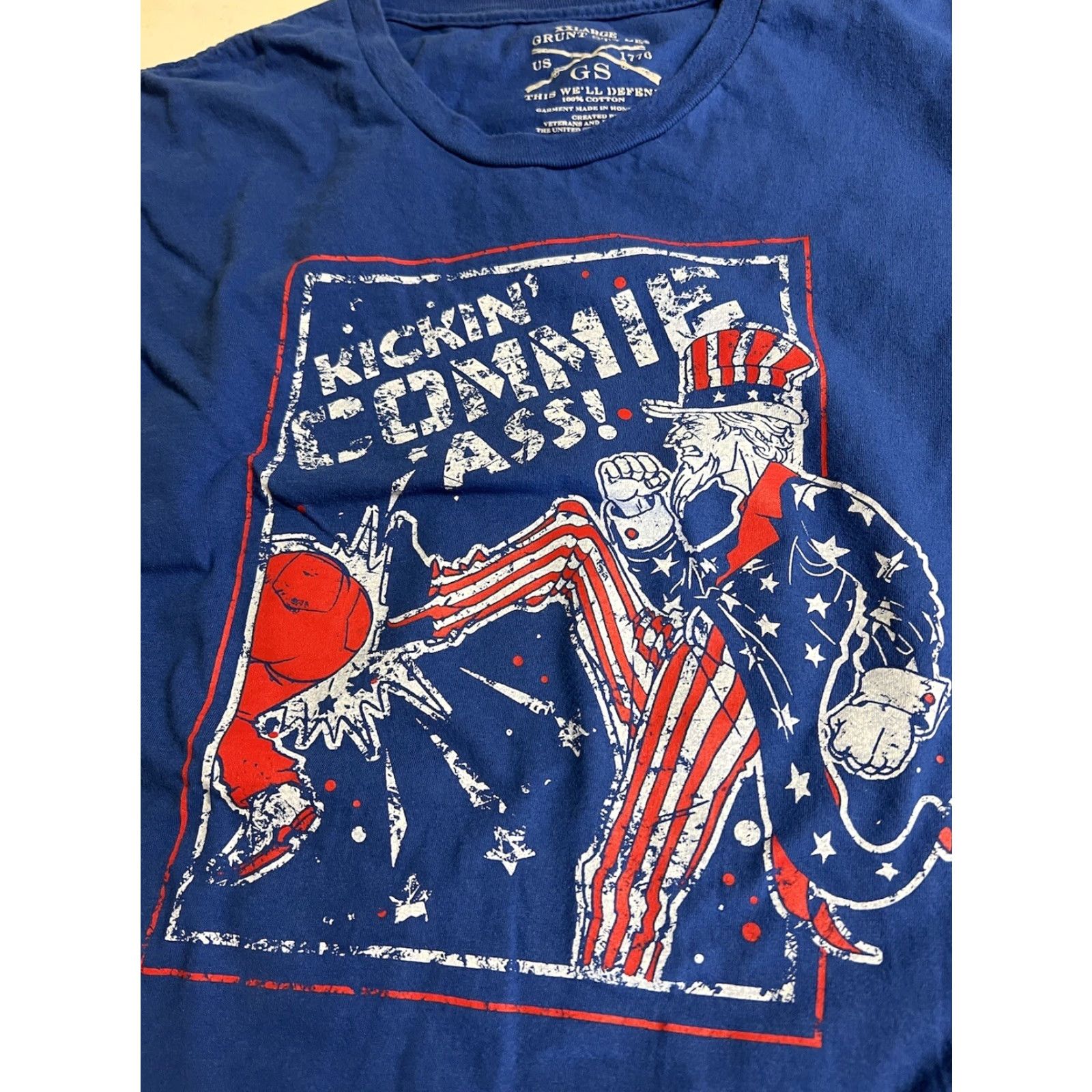 Vintage Grunt Style T-Shirt Blue 2XL Men Crew Neck Sam Military Patriotic USA Shirt Size US XXL / EU 58 / 5 - 4 Thumbnail