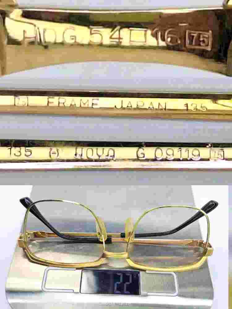 Vintage HOYA G 09119 HDG 18K Gold Plated Luxury Square Frame 54mm Size ONE SIZE - 9 Thumbnail