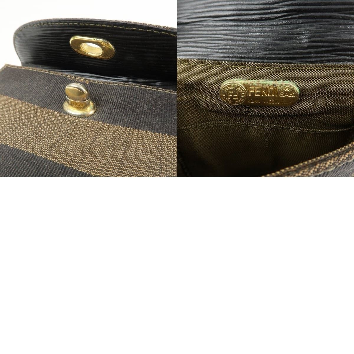 Fendi Fendi Pequin Canvas Crossbody Bag Brown Size ONE SIZE - 8 Thumbnail