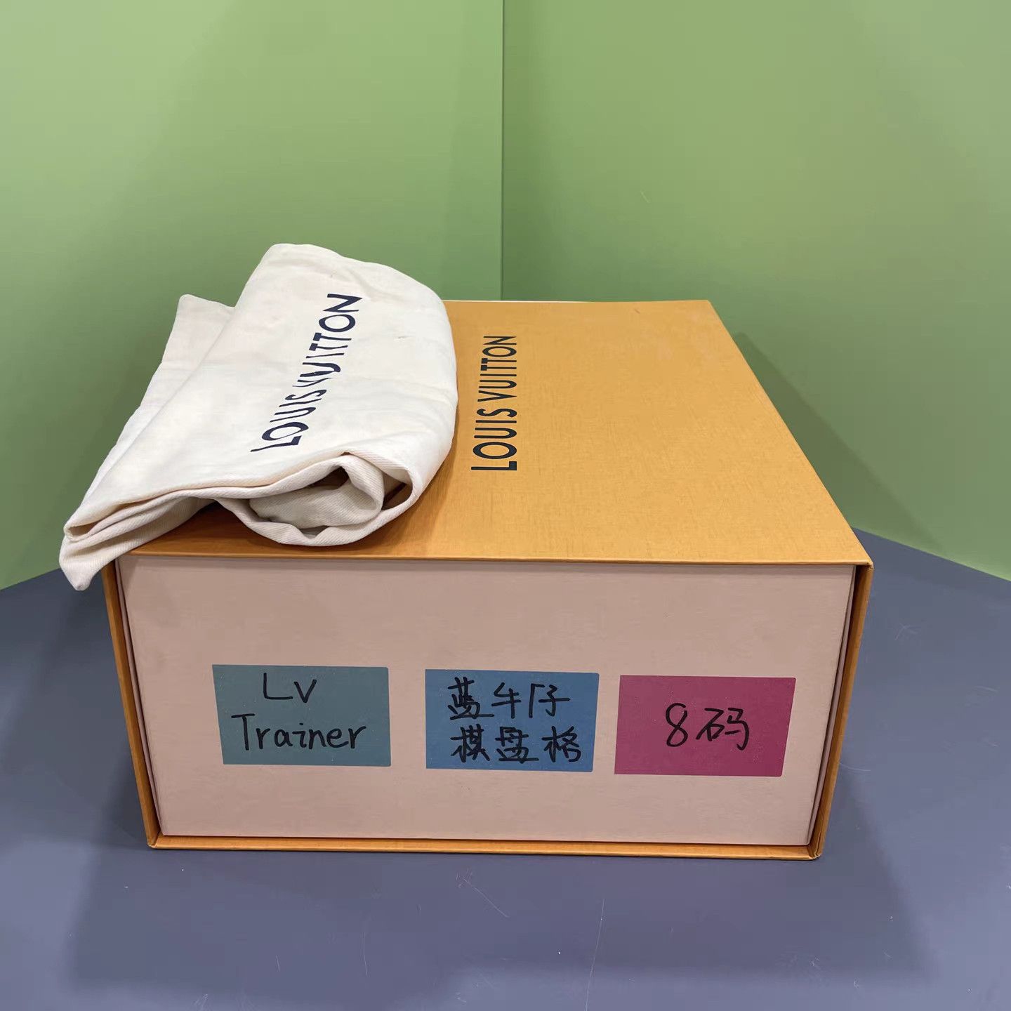 Louis Vuitton LOUIS VUITTON LV Trainer White & Blue Damier Denim K15 Size US 8 / EU 41 - 9 Thumbnail