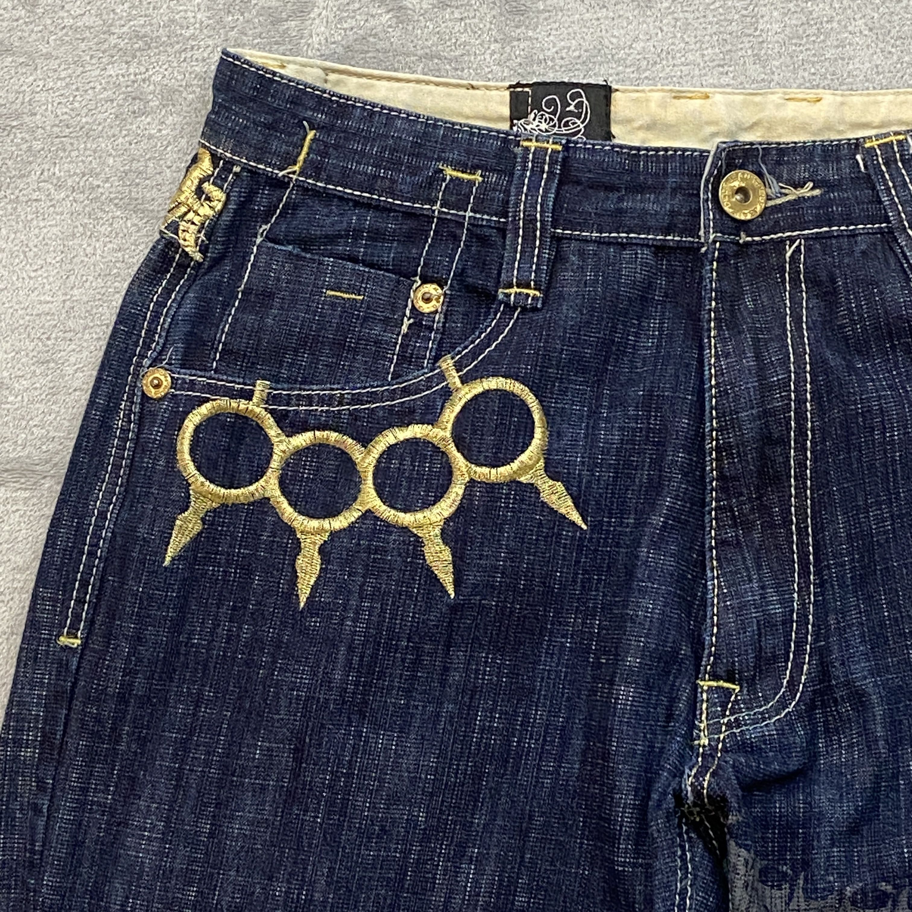 Imperious × Vintage Y2K DELF Men 34x30 (32x27) Blue BULLETS & BRASS KNUCKLES Size US 34 / EU 50 - 5 Thumbnail