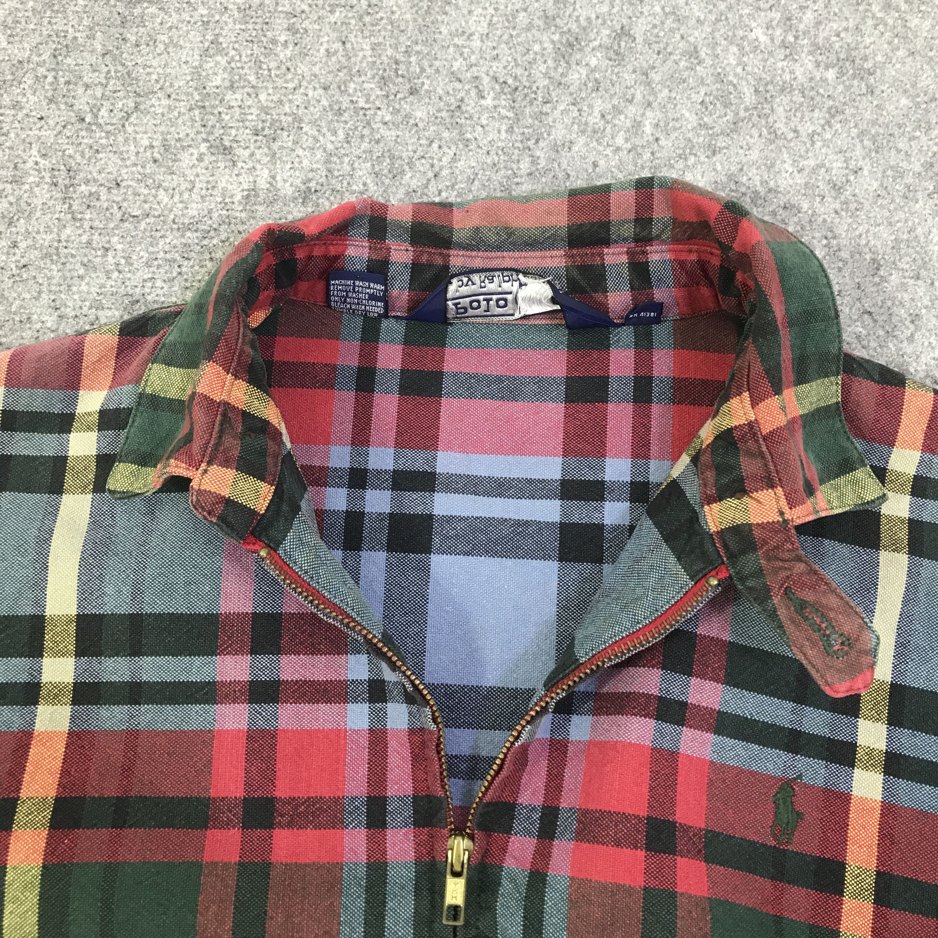 Polo Ralph Lauren Vtg Polo by Ralph Lauren tartan zip jacket K94B3 Size US L / EU 52-54 / 3 - 5 Thumbnail