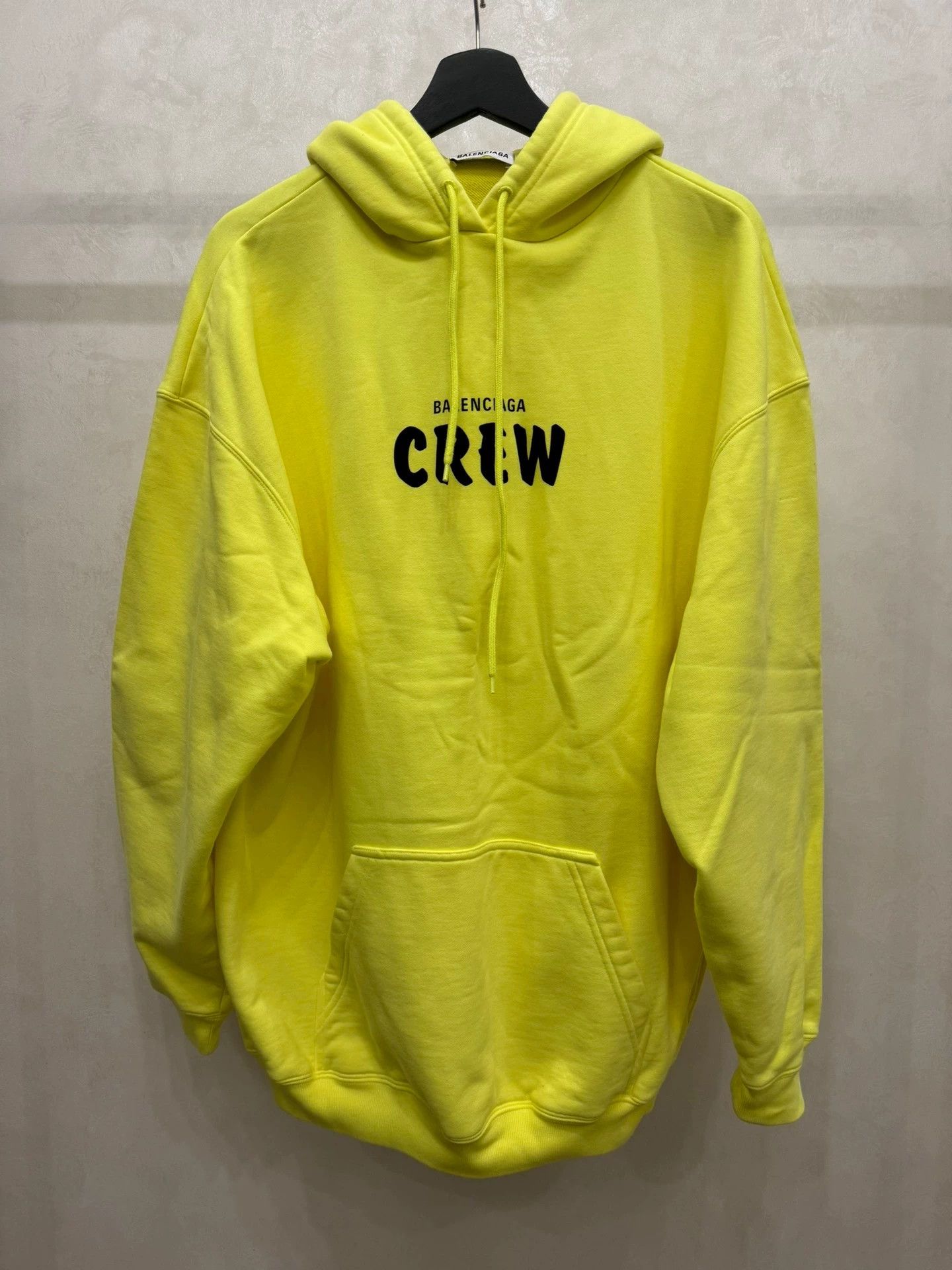 Balenciaga fluorescent yellow crew hoodie