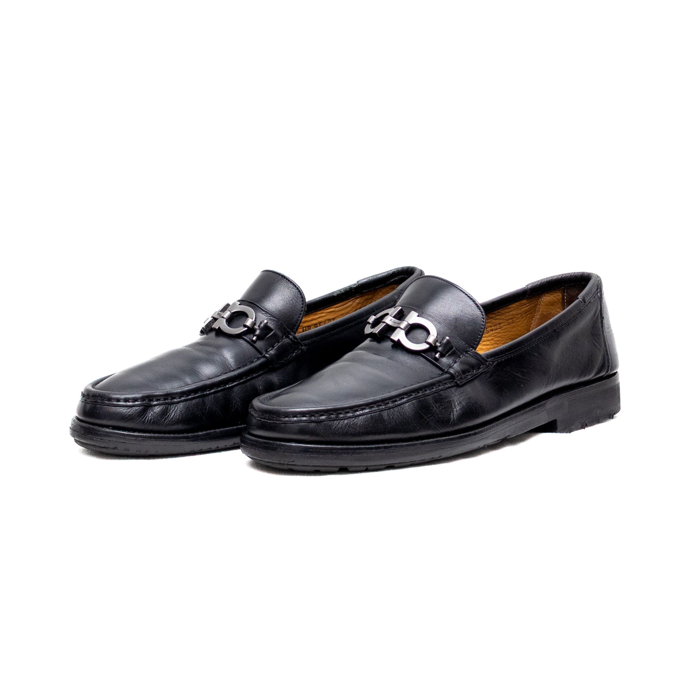 Salvatore Ferragamo SALVATORE FERRAGAMO Black Leather Lug Sole Loafers Sz 10 EE Size US 10 / EU 43 - 1 Thumbnail