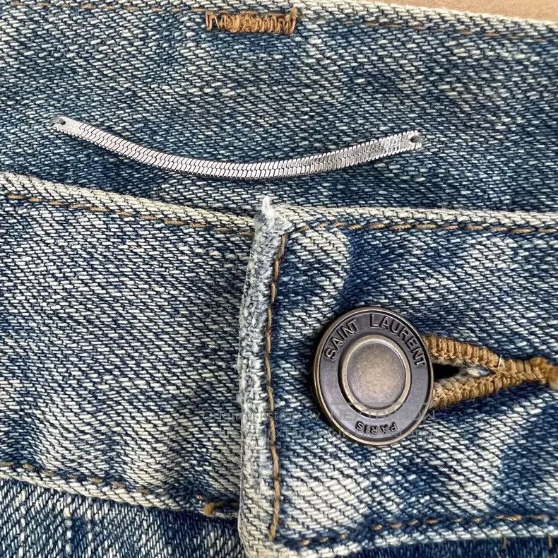 Saint Laurent Paris Saint Laurent Paris Washed distressed ripped men's blue je Size US 29 - 6 Thumbnail