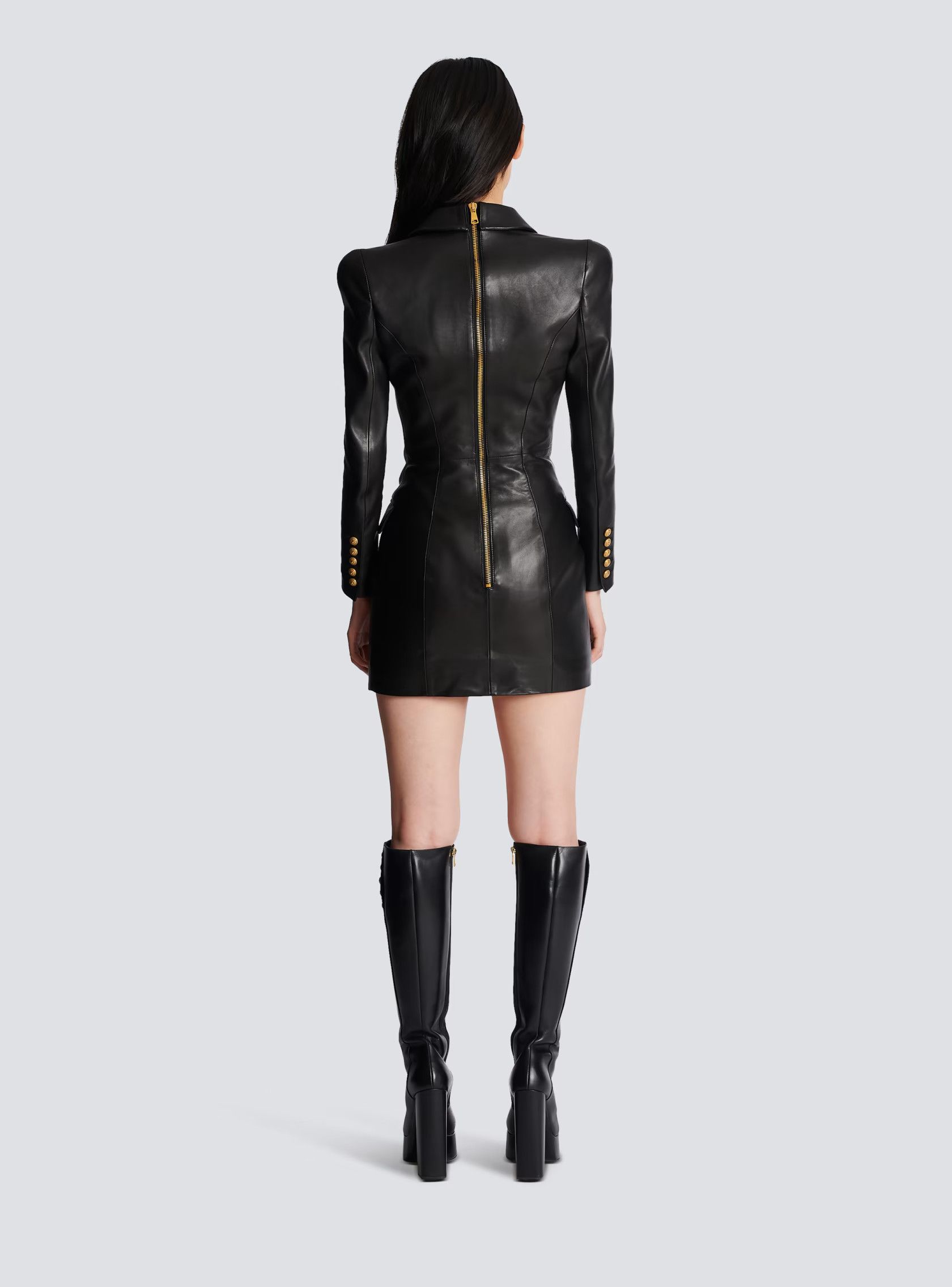 Balmain o1w1db10624 Leather Blazer in Black Size XXS / US 00 / IT 34 - 6 Thumbnail