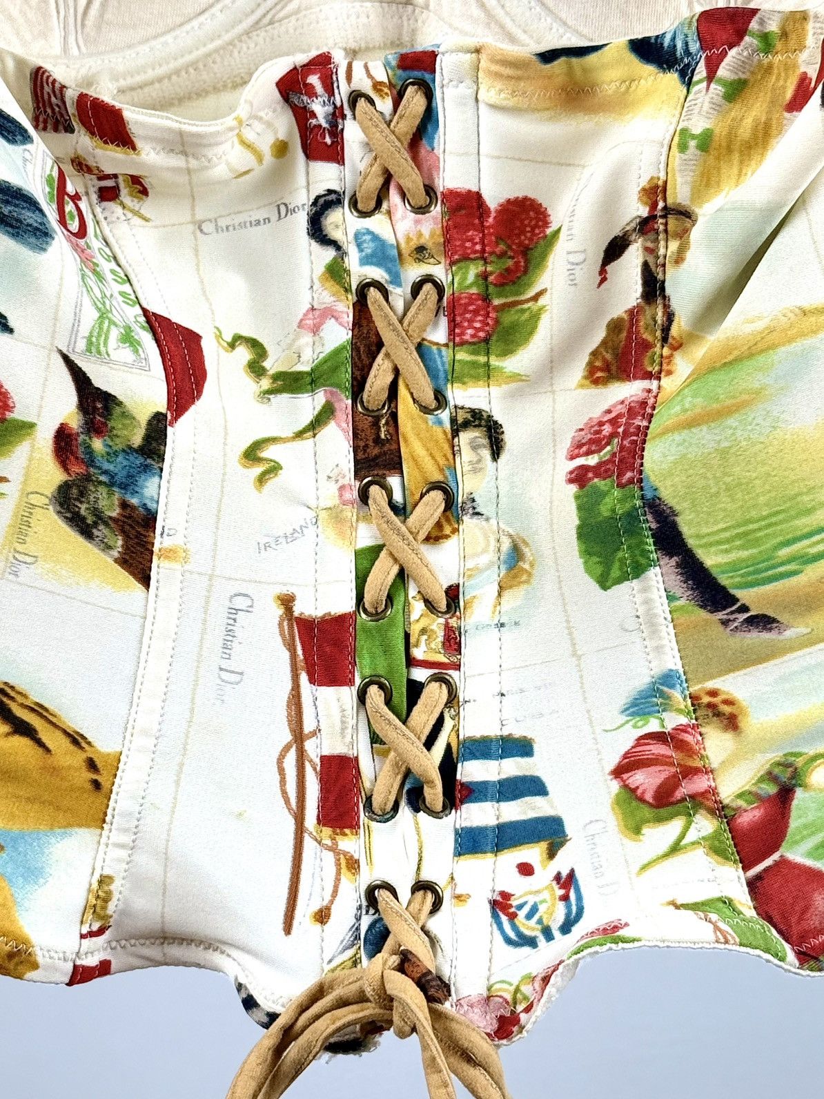 Dior Dior - John Galliano - SS/02 - Stamp Print - Bustier Corset Size XS / US 0-2 / IT 36-38 - 17 Thumbnail