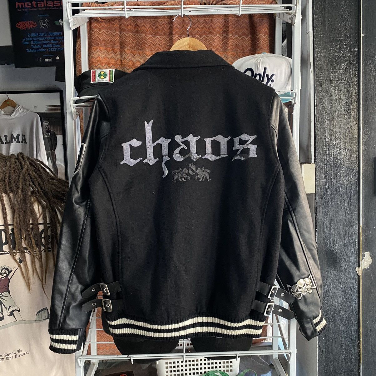 In The Attic n The Attic Leather Sleeve Biker Jacket Moto Varsity Hybrid Size US M / EU 48-50 / 2 - 2 Thumbnail