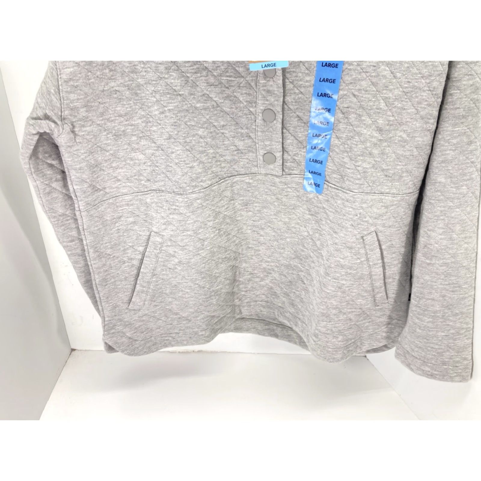Eddie Bauer Eddie Bauer Quilted Sweater Women Large Gray Long Sleeve Pullover Cotton Blend Mock Neck Womens Size L / US 10 / IT 46 - 3 Thumbnail