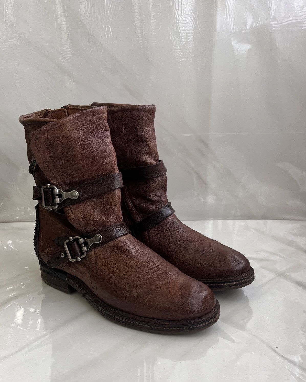 A.S.98 As 98 Airstep Zipper Boho Biker brown distressed boot Size US 8 / IT 38 - 1 Thumbnail