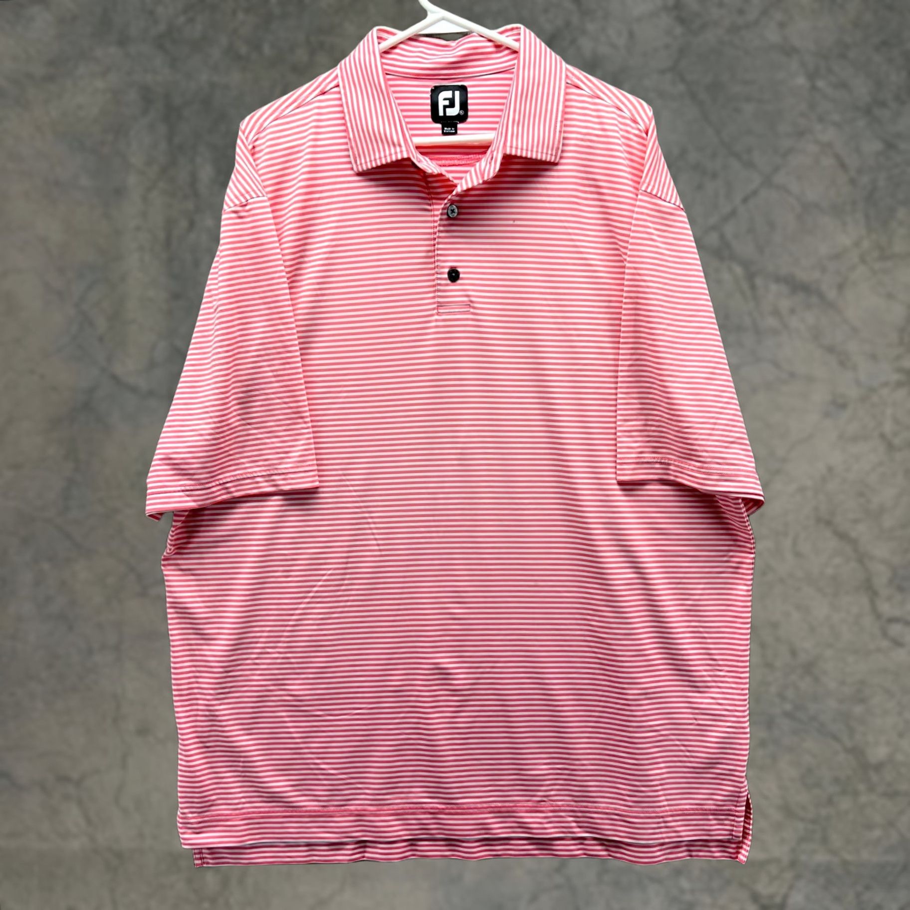 Footjoy Footjoy Polo Shirt Mens XL Pink White Stripes Preppy Stretch Golf Golfer Knit Shirt Size US XL / EU 56 / 4 - 1 Thumbnail