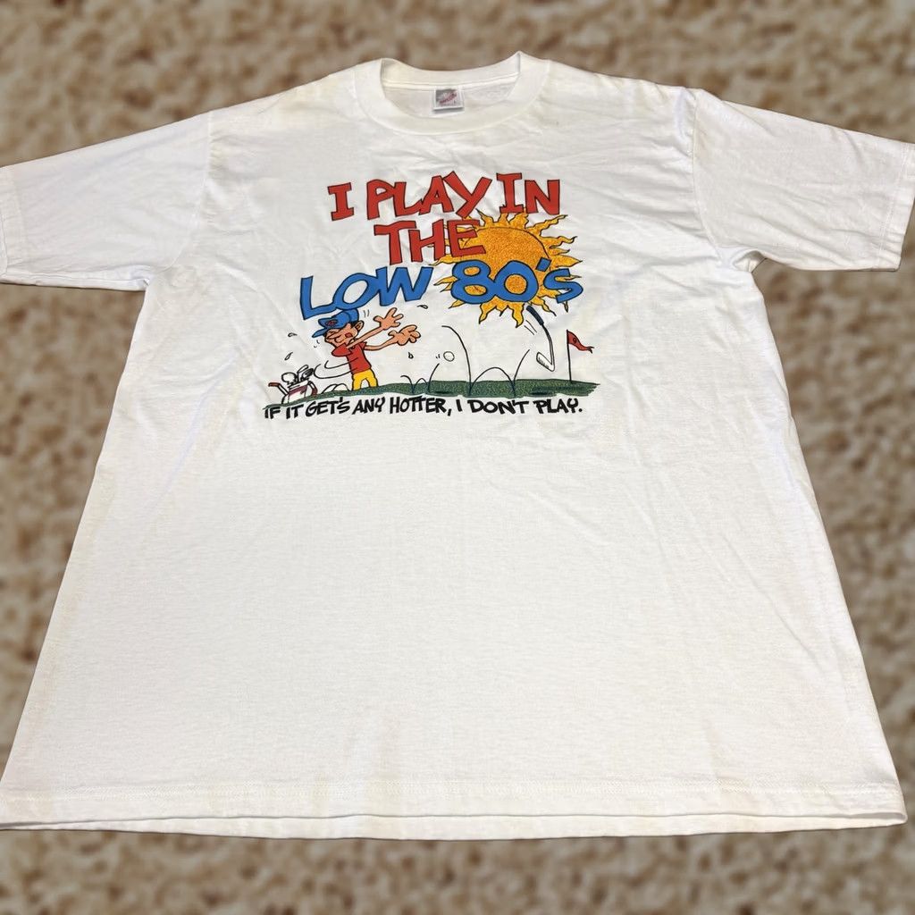 Jerzees VINTAGE Jerzees Shirt Mens L White I Play In The Low 80s Golf Graphic 90s Mens Tee Size US L / EU 52-54 / 3 - 1 Thumbnail
