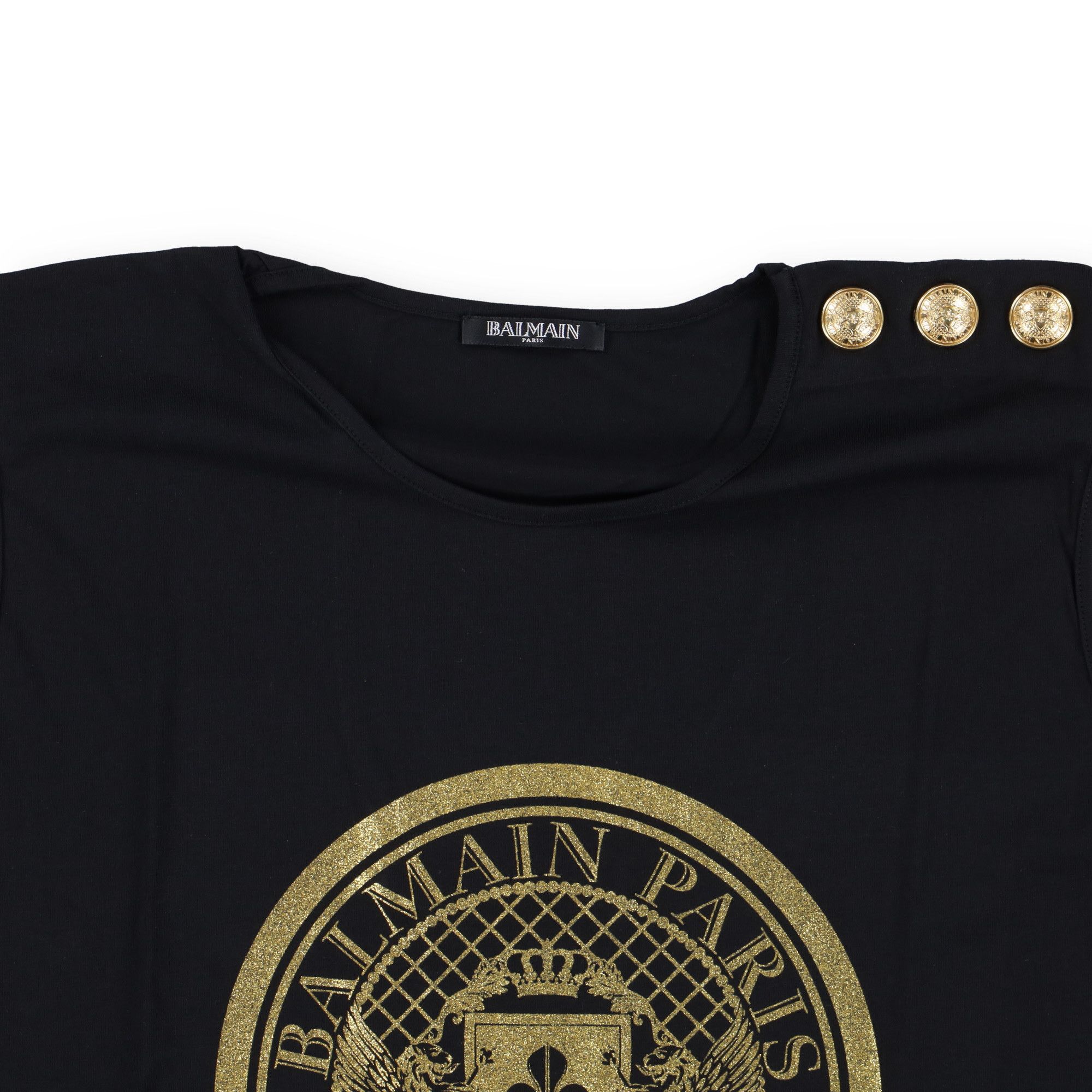 Balmain Black and Gold Crest Logo Shoulder Buttons Tank Top Size XS / US 0-2 / IT 36-38 - 3 Thumbnail