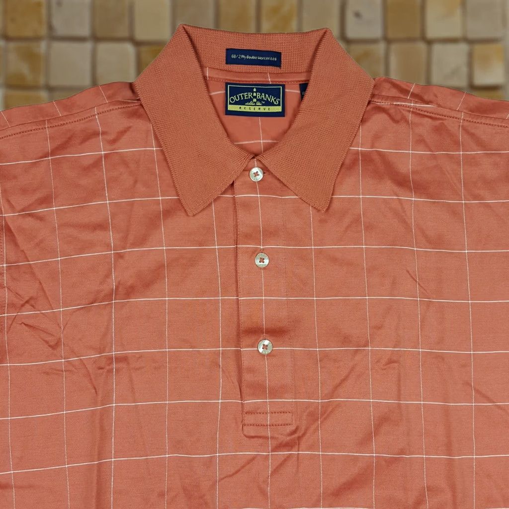 Vintage VINTAGE Outer Banks Salmon Plaid Polo Shirt - Short Sleeve - Size S - Men Size US S / EU 44-46 / 1 - 1 Thumbnail