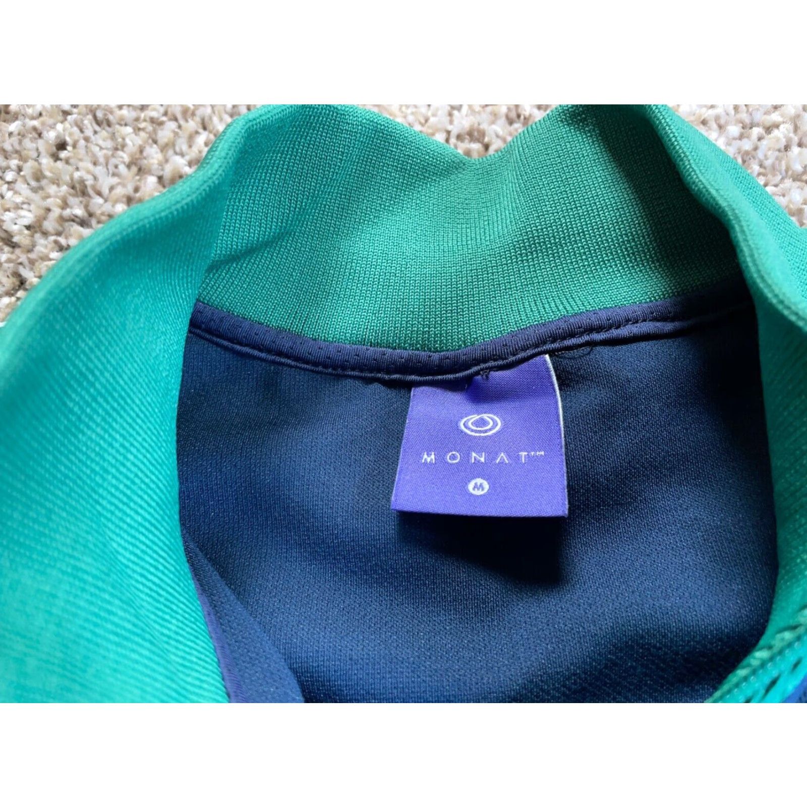 Vintage VINTAGE Monat Women's Track Jacket Medium Blue Green Zip Up Activewear Retro Sleeves Size M / US 6-8 / IT 42-44 - 4 Thumbnail